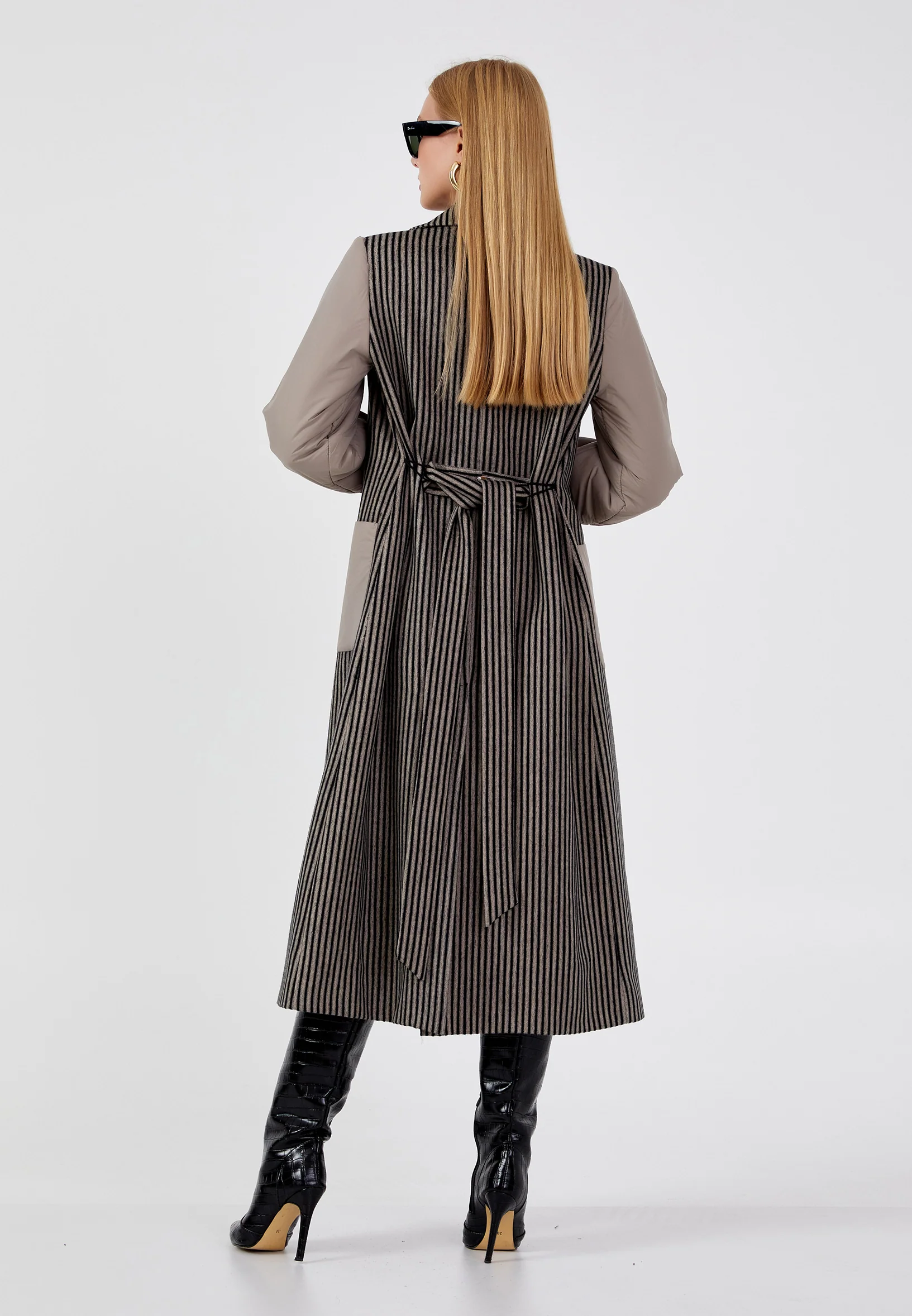 Lana Wool Striped Regular Coat mml0421 - Image 2
