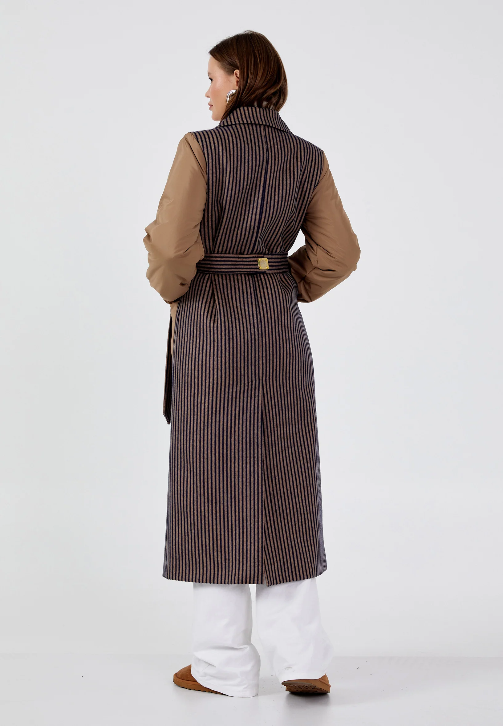 Lana Wool Striped Regular Coat mml0421 - Image 21