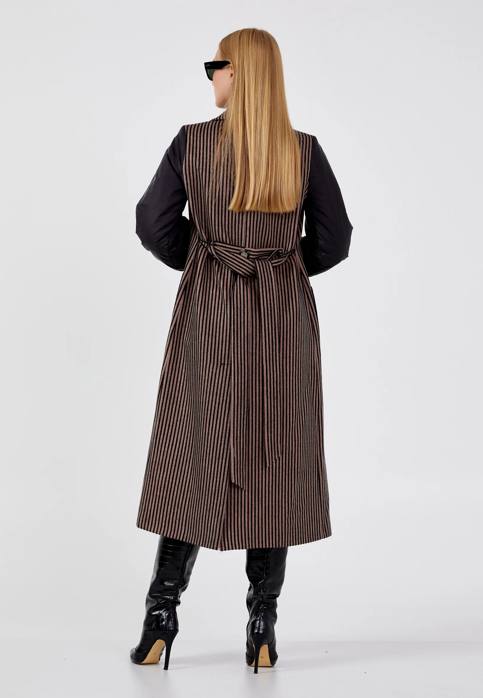 Lana Wool Striped Regular Coat mml0421 - Image 6