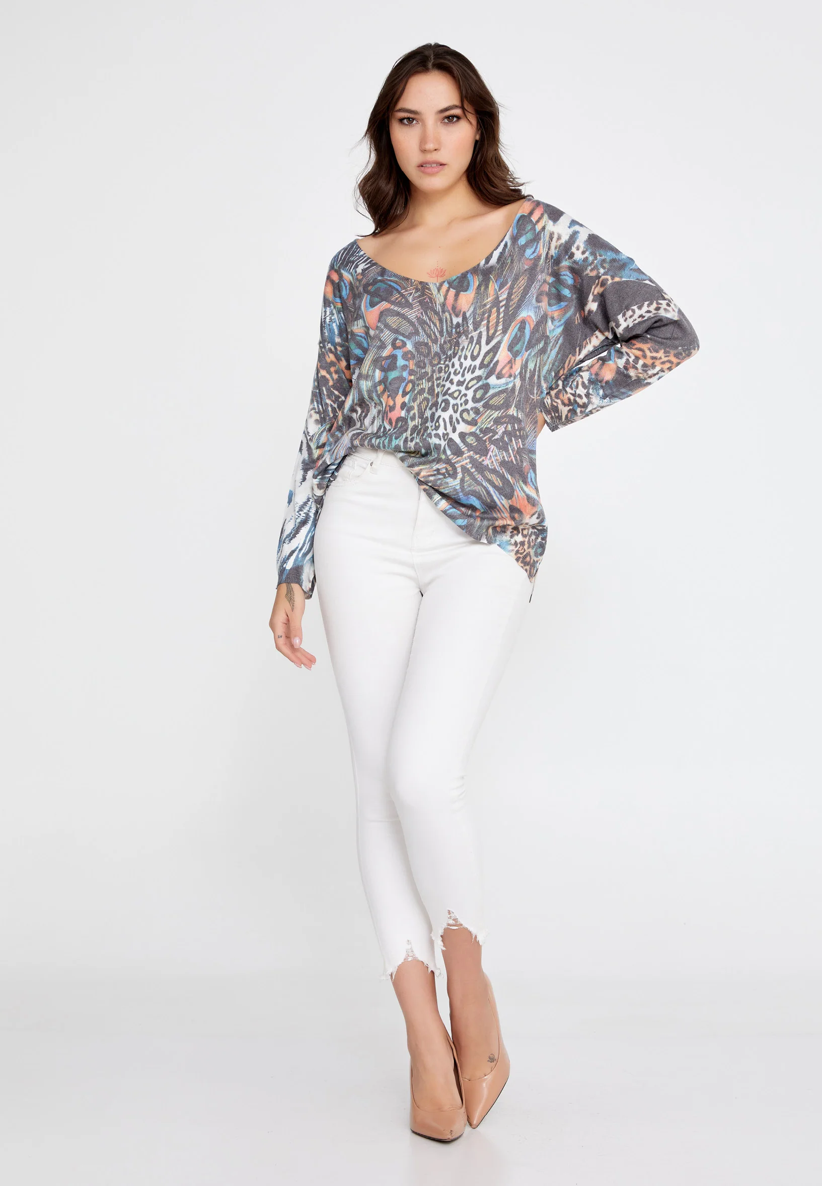 Long Sleeve Animal Print Regular Blouse clf10206 - Image 6