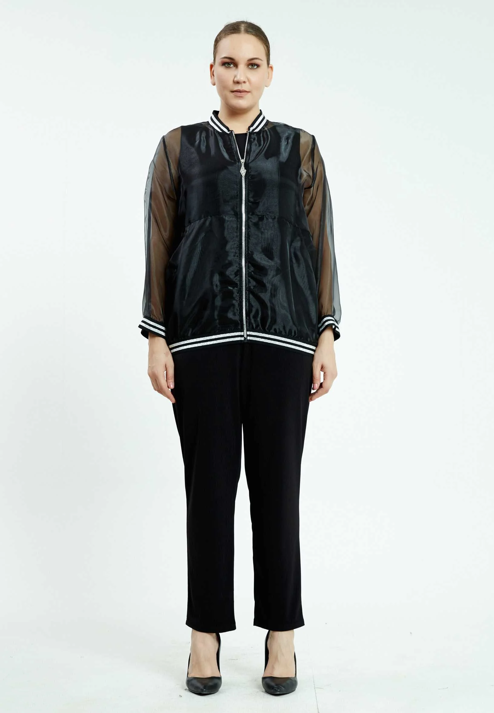 Long Sleeve Chiffon Plus Size Cardigan ayb6932 - Image 2