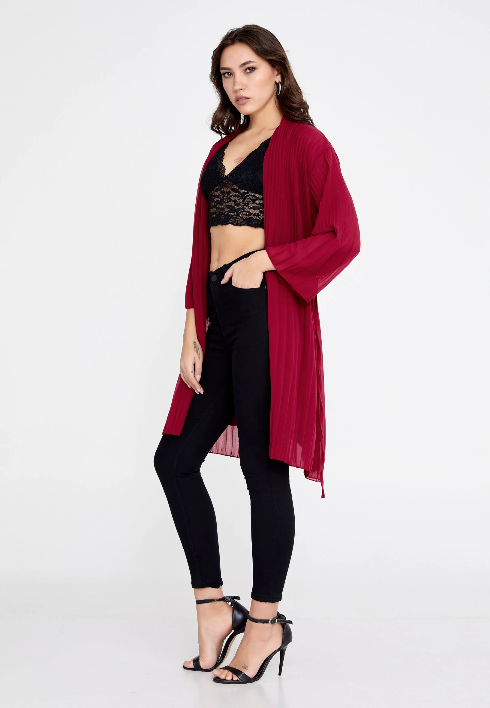 Long Sleeve Chiffon Regular Cardigan cav69314 - Image 16