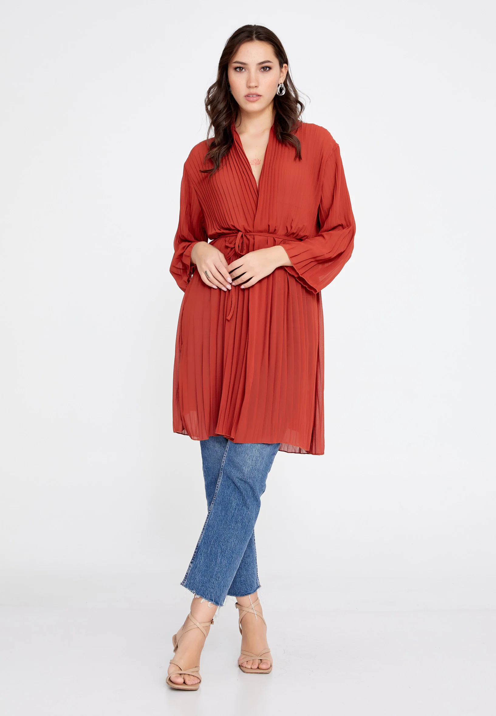 Long Sleeve Chiffon Regular Cardigan cav69314 - Image 22