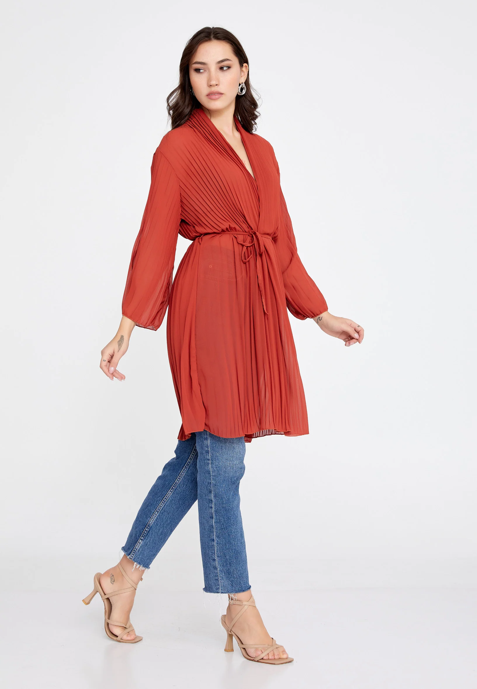 Long Sleeve Chiffon Regular Cardigan cav69314 - Image 24