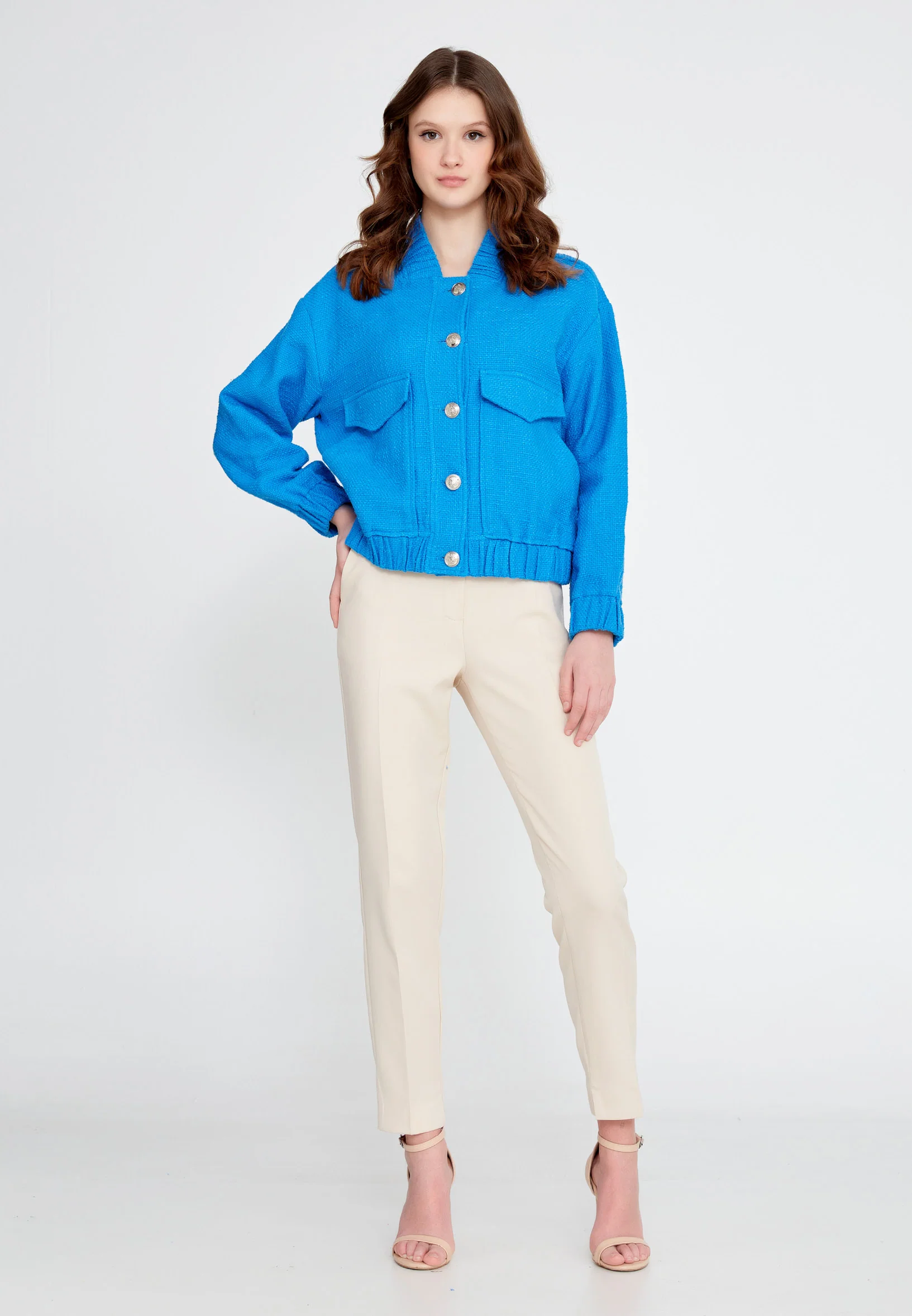 Long Sleeve Cotton Solid Color Regular Jacket ber23y8111