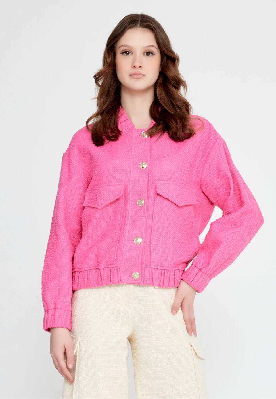 Long Sleeve Cotton Solid Color Regular Jacket ber23y8111 - Image 12