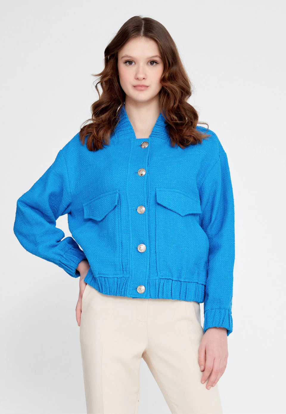 Long Sleeve Cotton Solid Color Regular Jacket ber23y8111 - Image 4