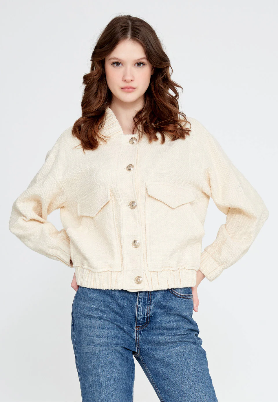 Long Sleeve Cotton Solid Color Regular Jacket ber23y8111 - Image 8