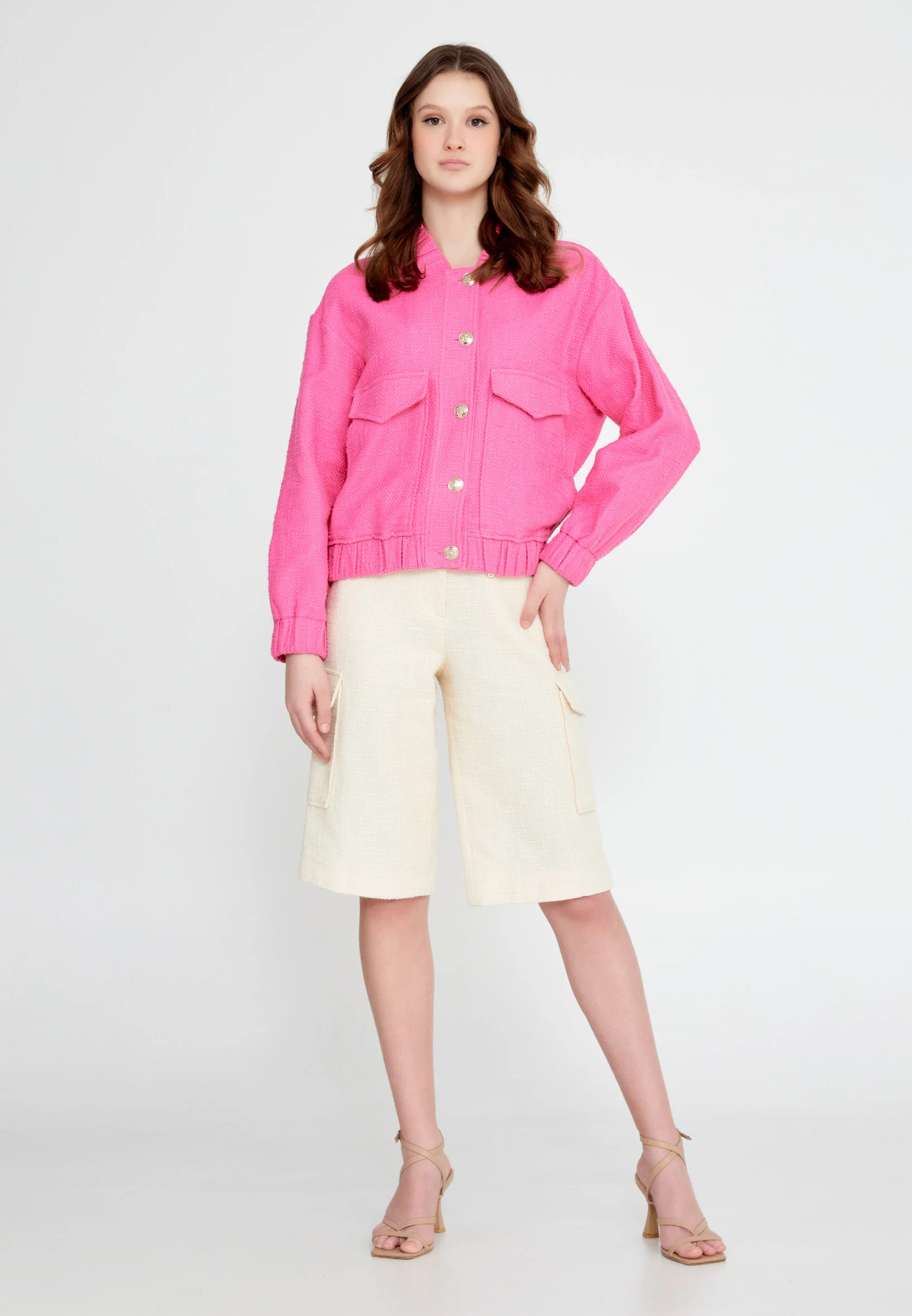 Long Sleeve Cotton Solid Color Regular Jacket ber23y8111 - Image 9