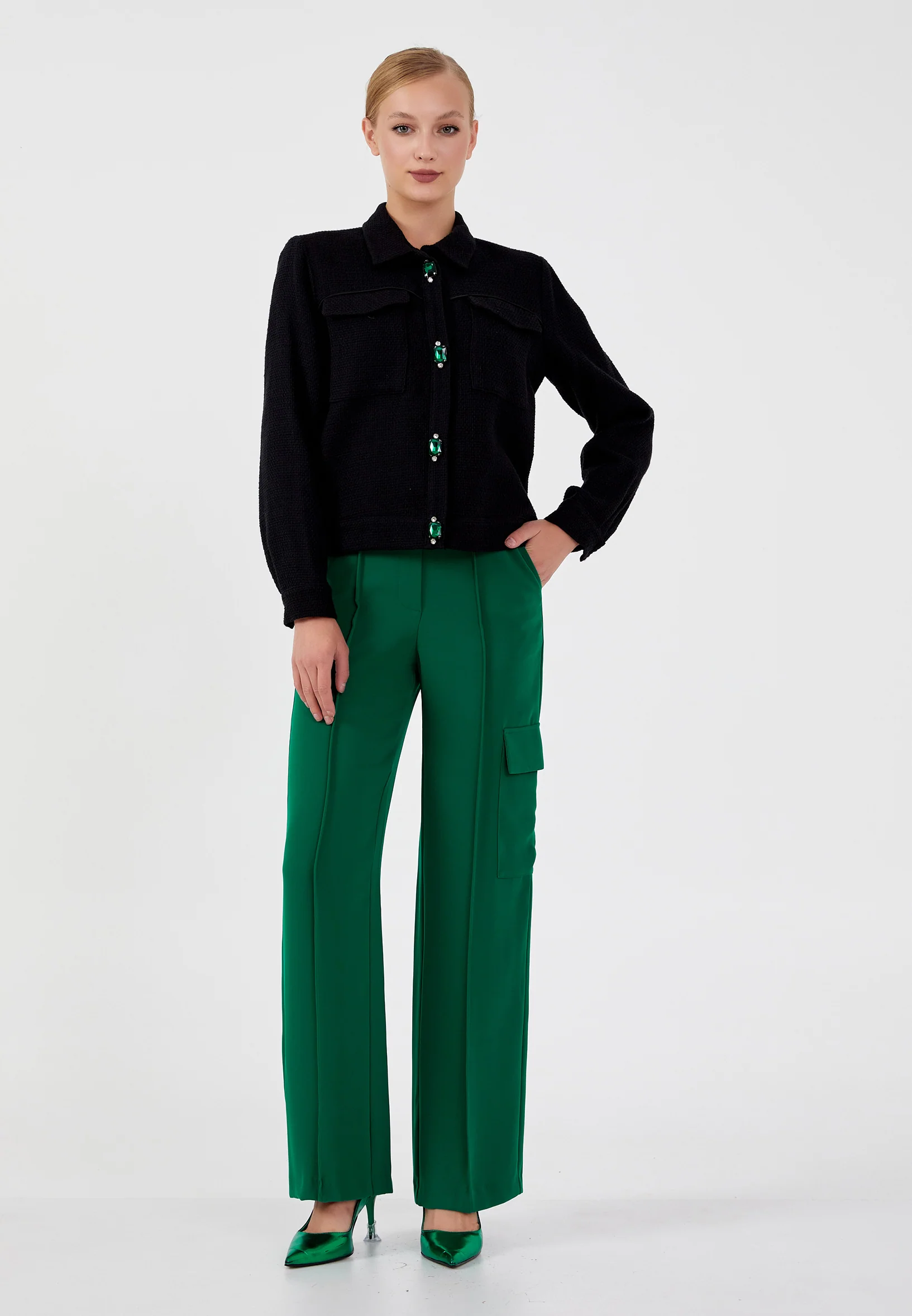 Long Sleeve Cotton Solid Color Regular Jacket shu23sk06028 - Image 2