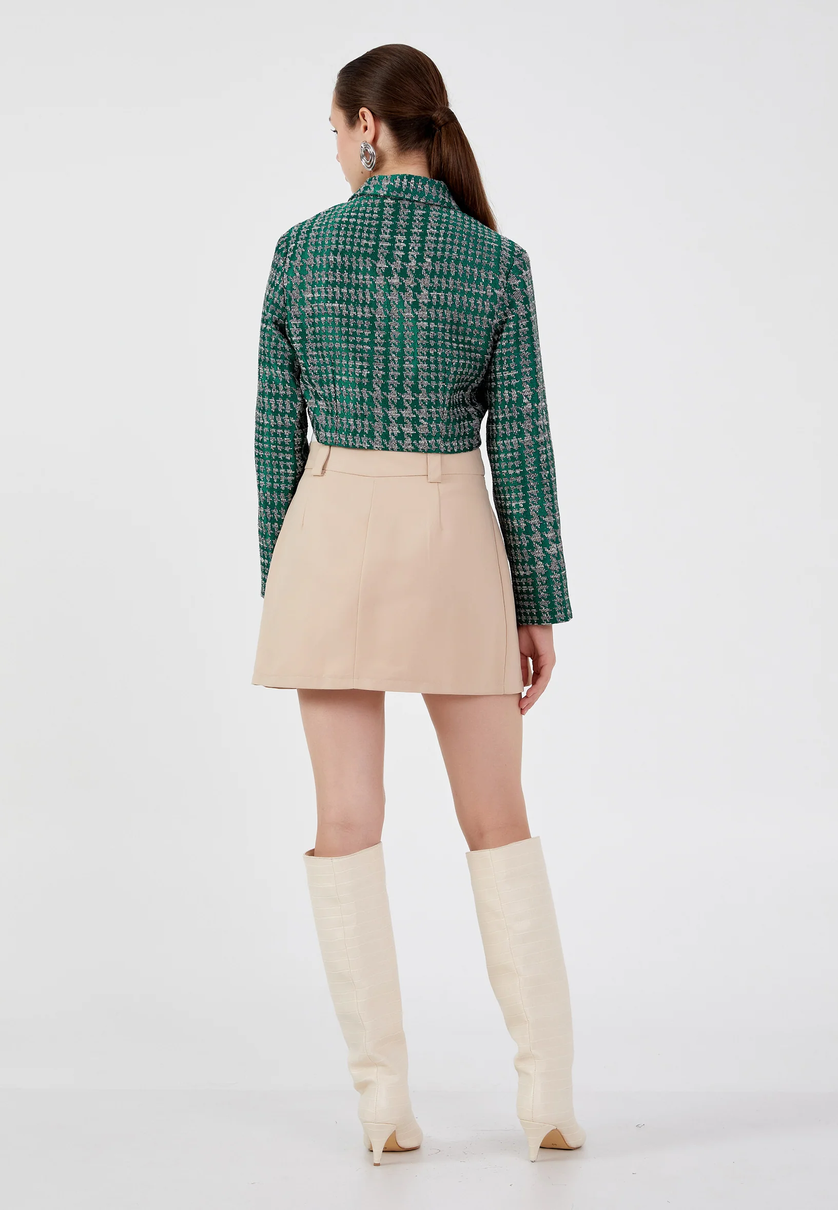 Long Sleeve Crepe Monogram Regular Jacket ber23k1101 - Image 12