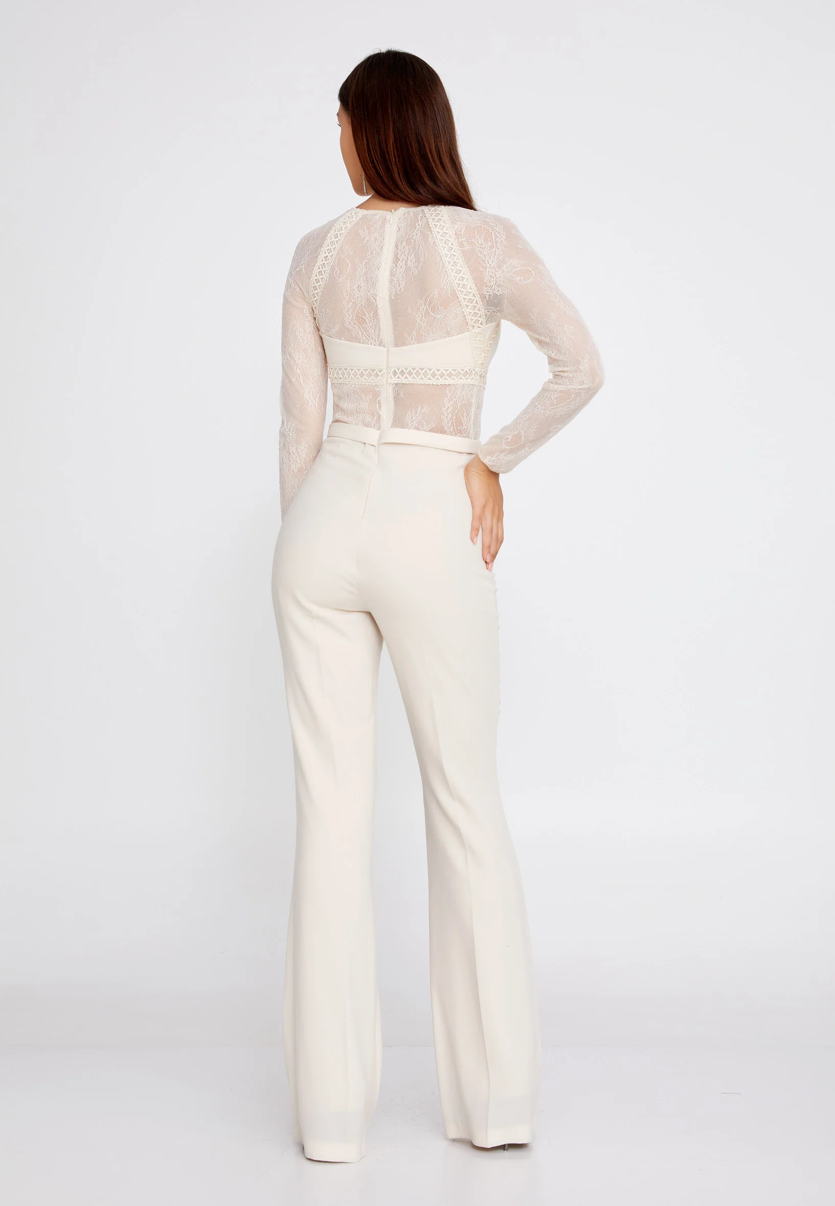 Long Sleeve Crepe Regular Fit Regular Evening Jumpsuit pau4236 - Image 10