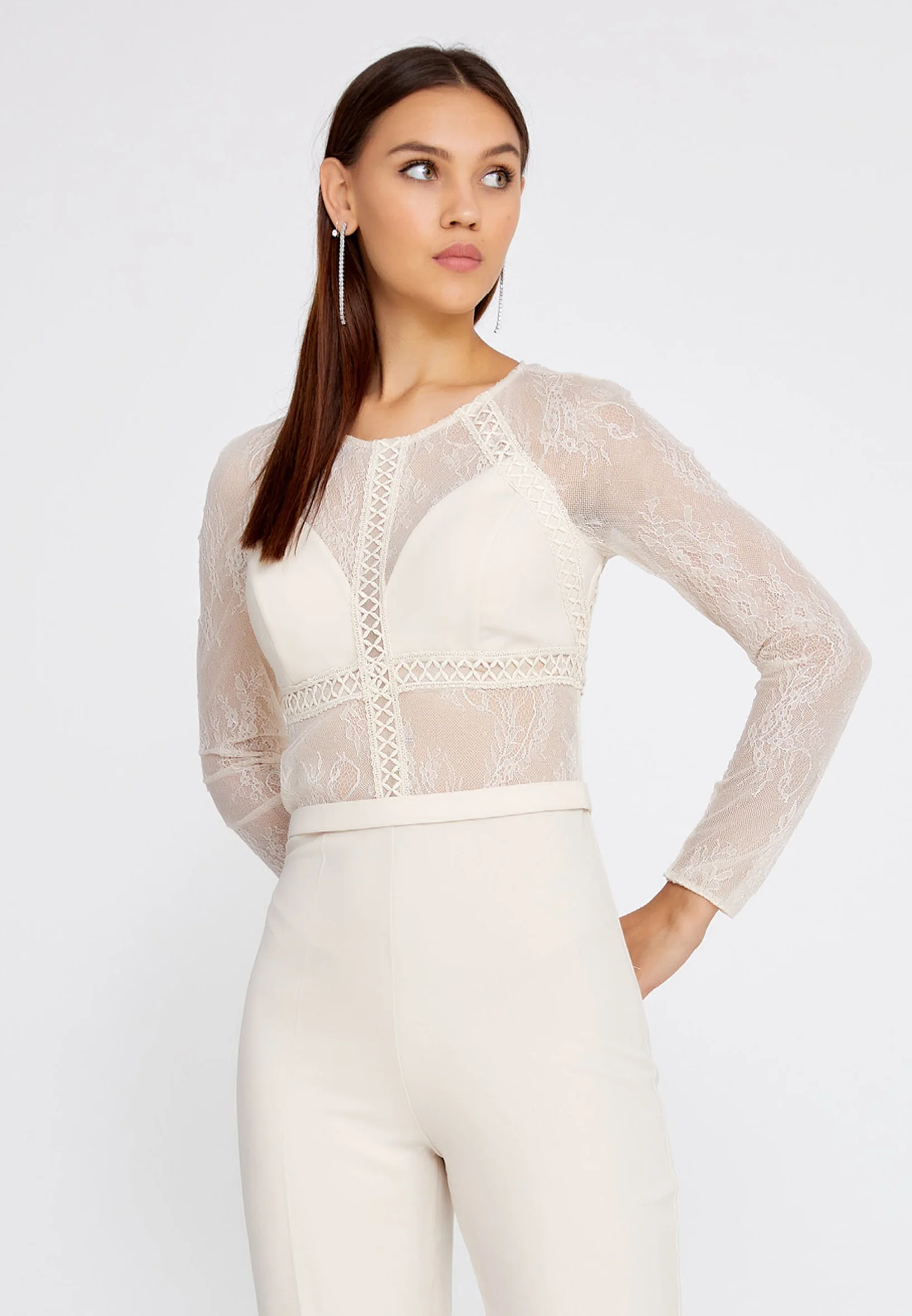 Long Sleeve Crepe Regular Fit Regular Evening Jumpsuit pau4236 - Image 12