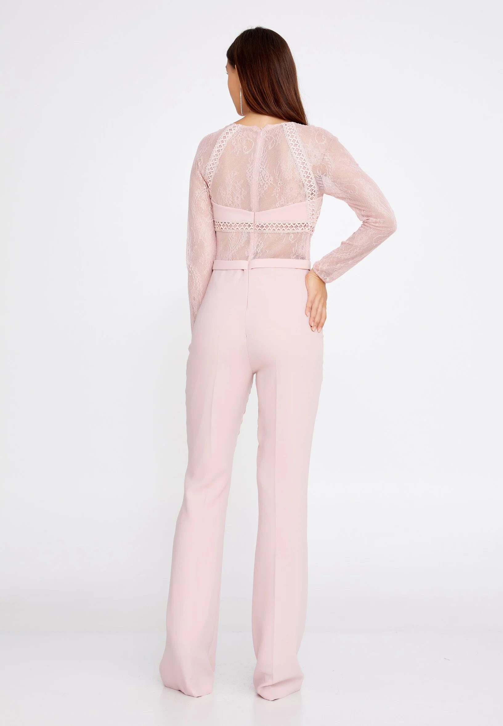 Long Sleeve Crepe Regular Fit Regular Evening Jumpsuit pau4236 - Image 14