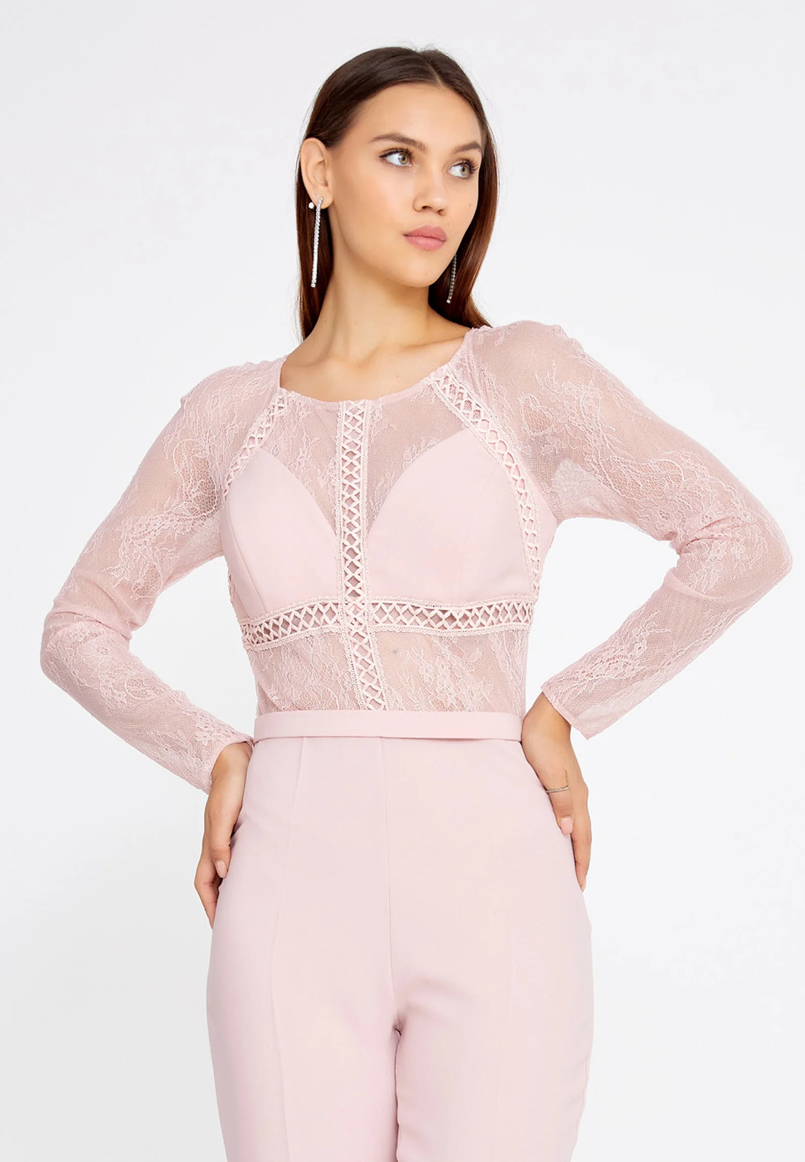 Long Sleeve Crepe Regular Fit Regular Evening Jumpsuit pau4236 - Image 16