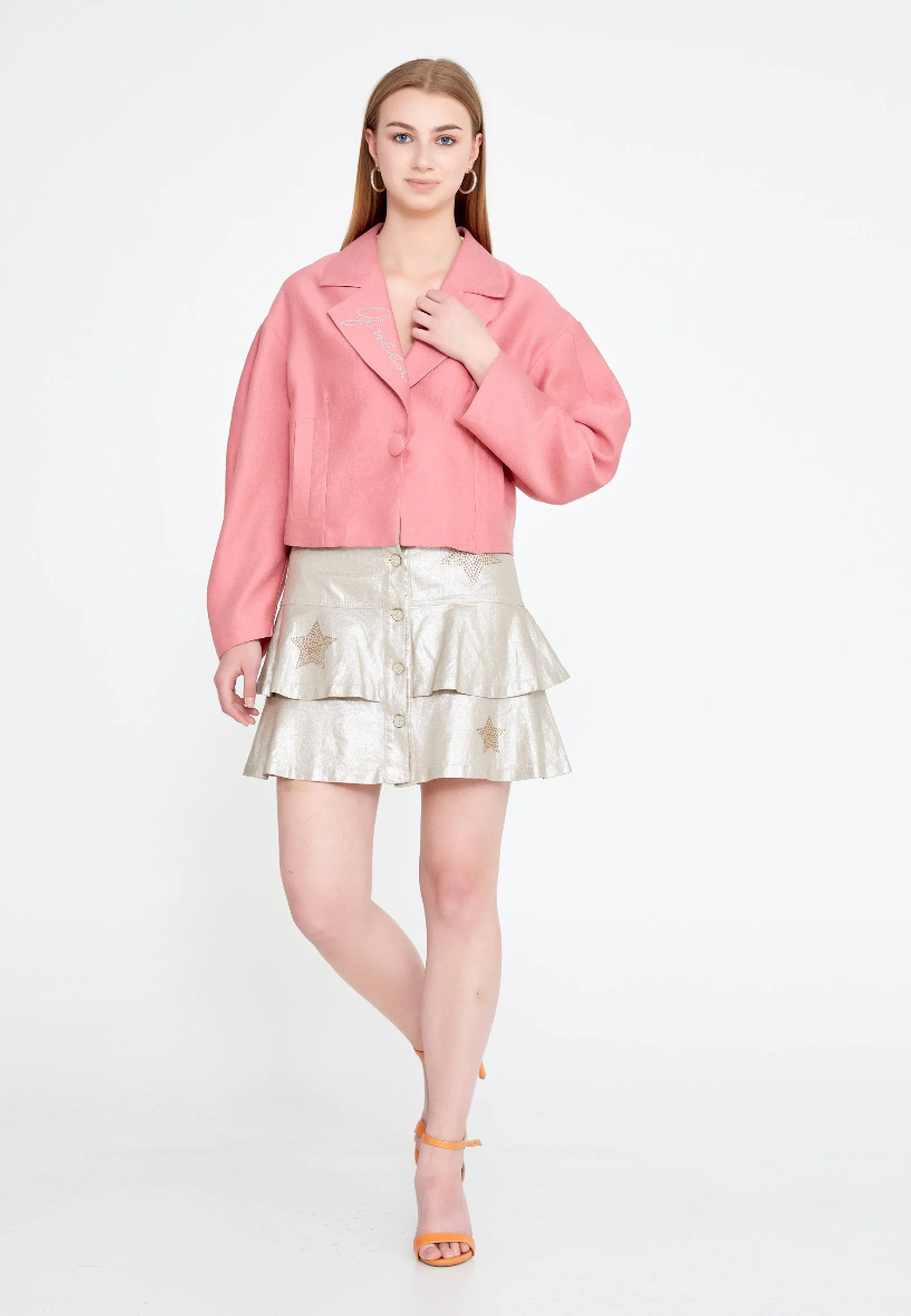 Long Sleeve Crepe Solid Color Regular Jacket ber20y1112 - Image 2