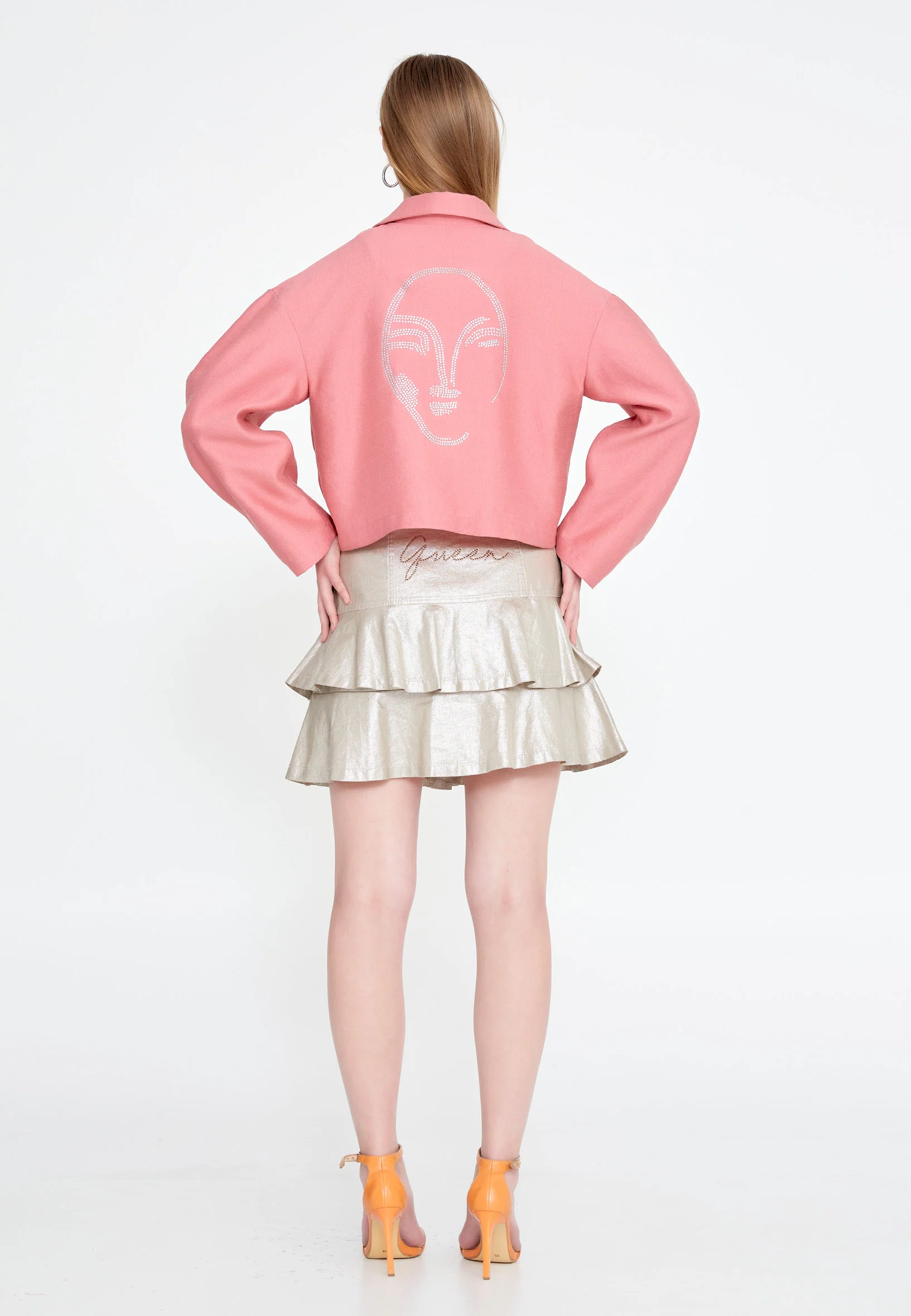 Long Sleeve Crepe Solid Color Regular Jacket ber20y1112 - Image 4