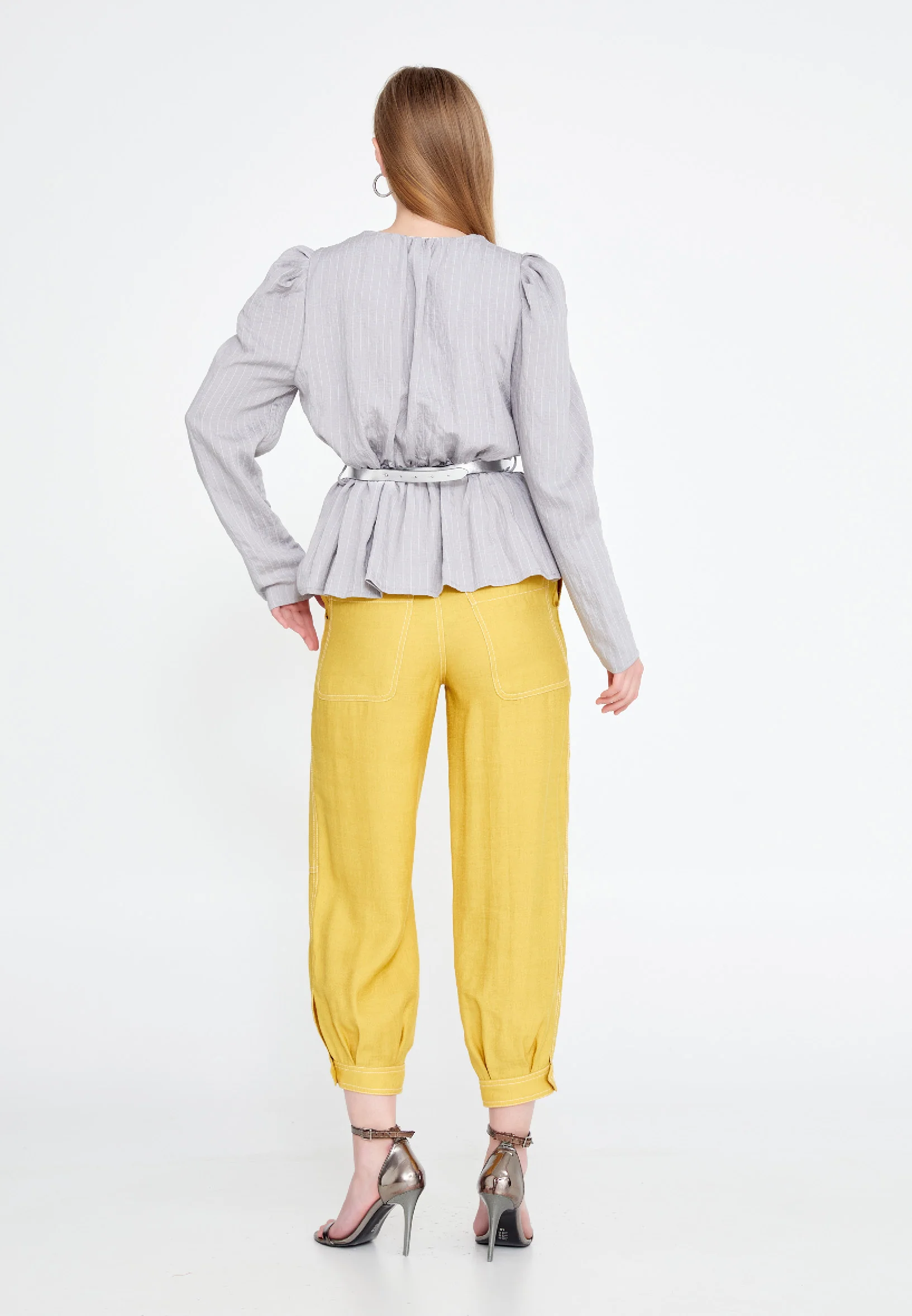 Long Sleeve Crepe Solid Color Regular Jacket ber20y1136 - Image 8
