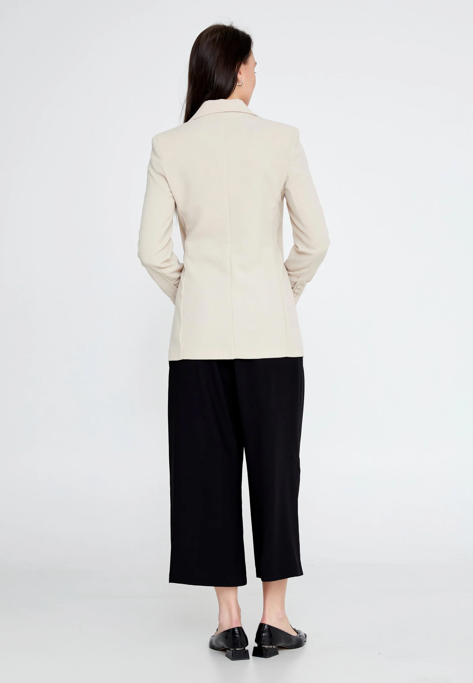 Long Sleeve Crepe Solid Color Regular Jacket ber23y1105 - Image 2