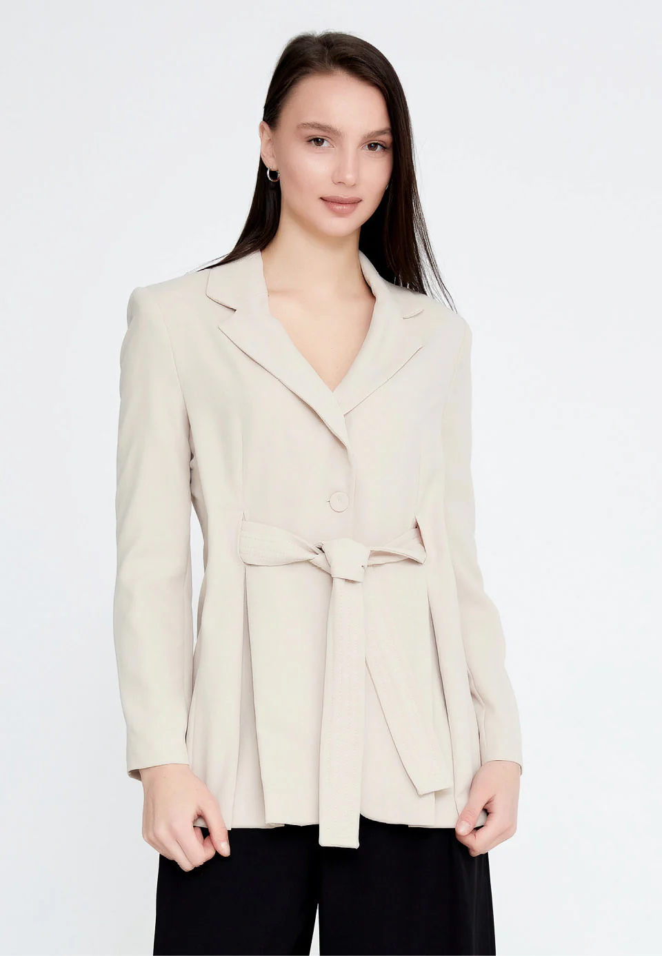 Long Sleeve Crepe Solid Color Regular Jacket ber23y1105 - Image 4