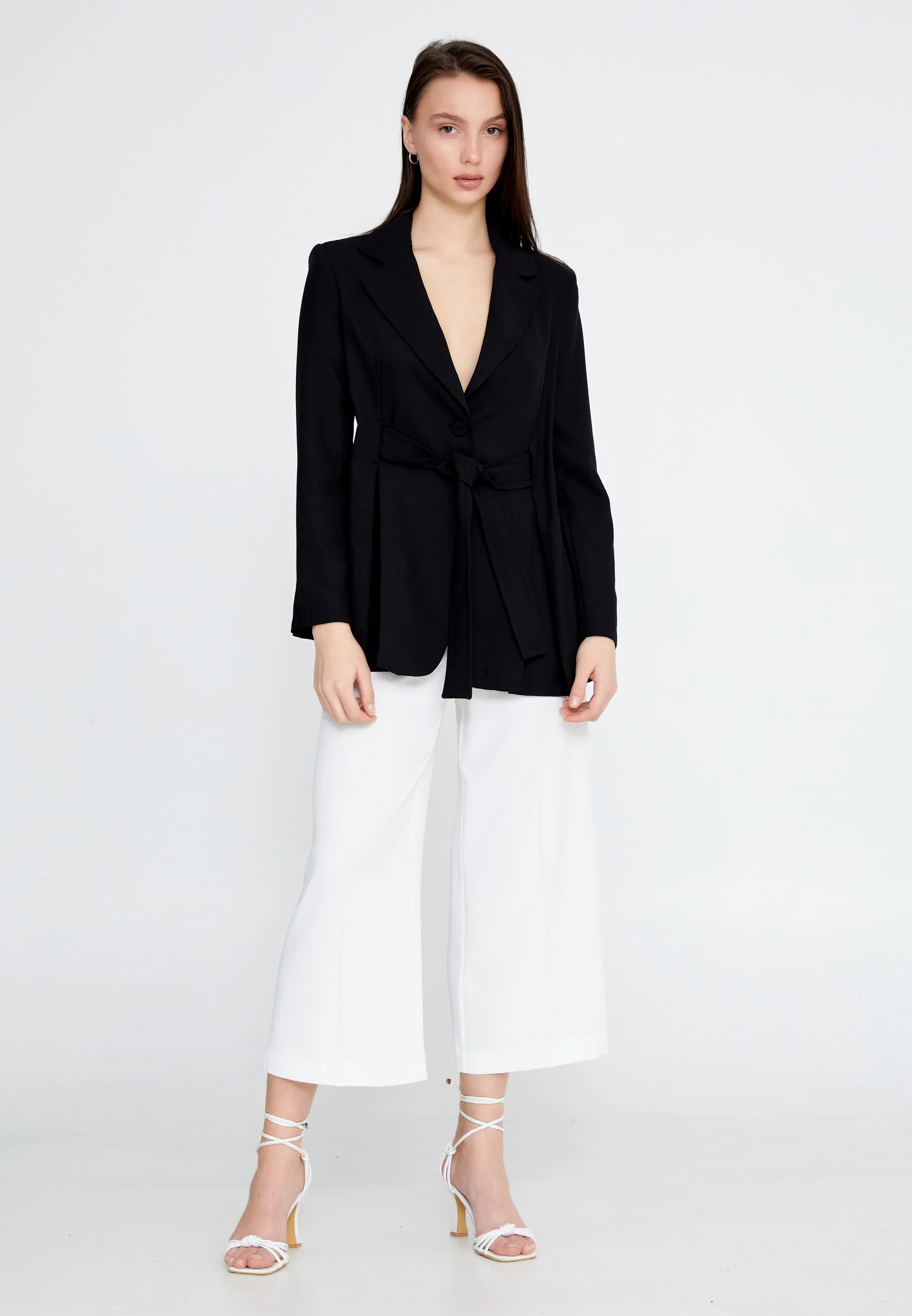 Long Sleeve Crepe Solid Color Regular Jacket ber23y1105 - Image 5