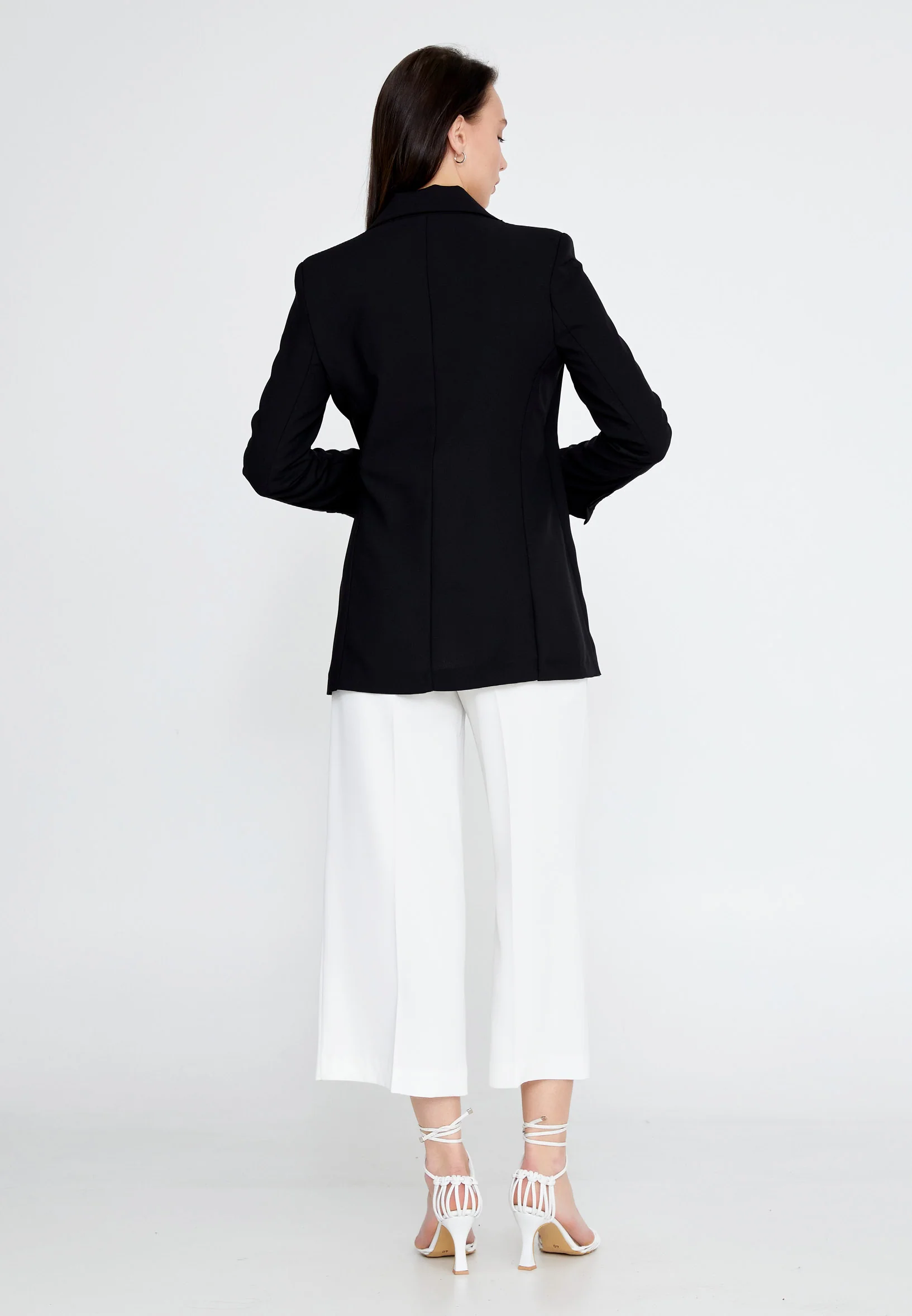 Long Sleeve Crepe Solid Color Regular Jacket ber23y1105 - Image 6