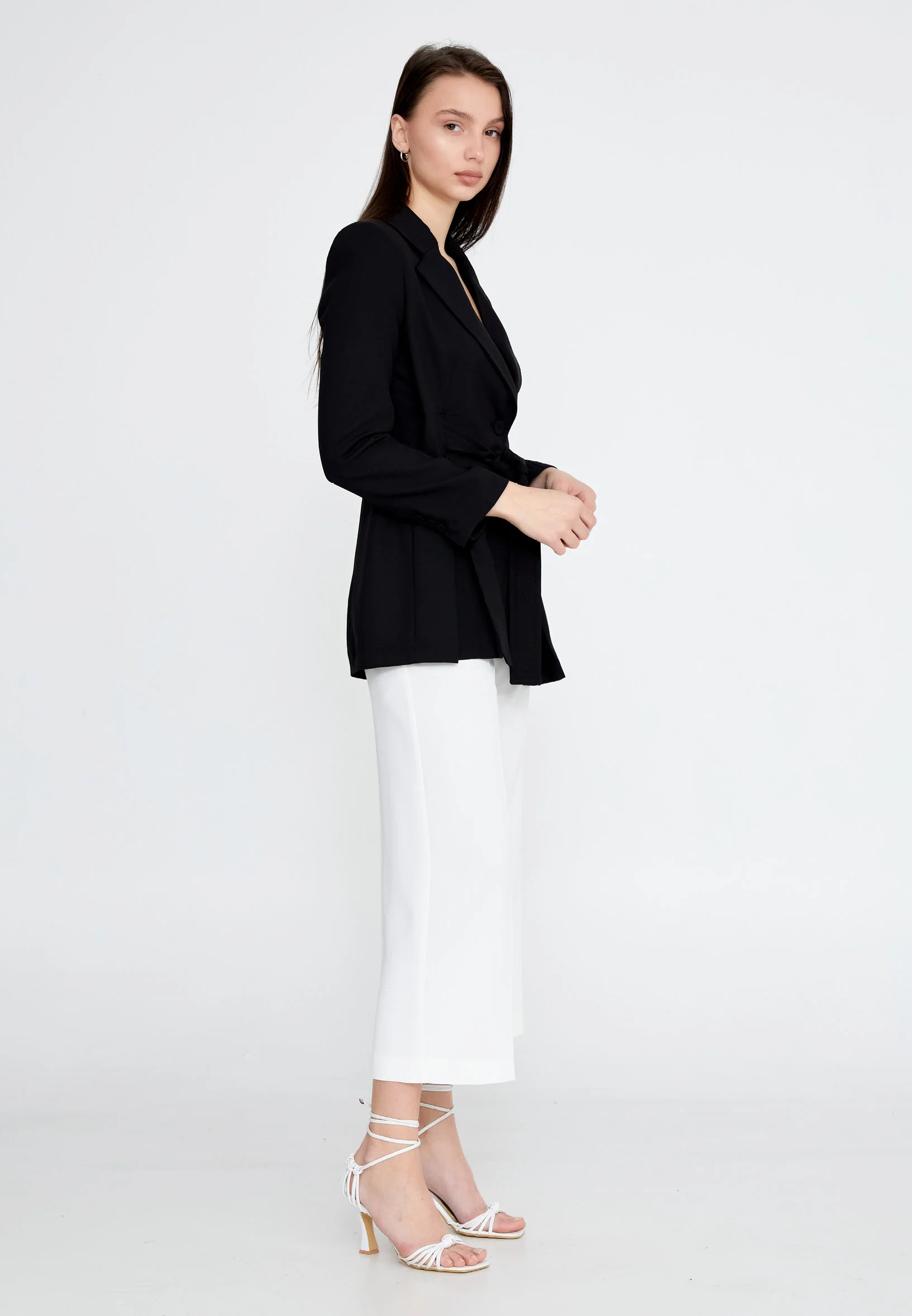 Long Sleeve Crepe Solid Color Regular Jacket ber23y1105 - Image 7