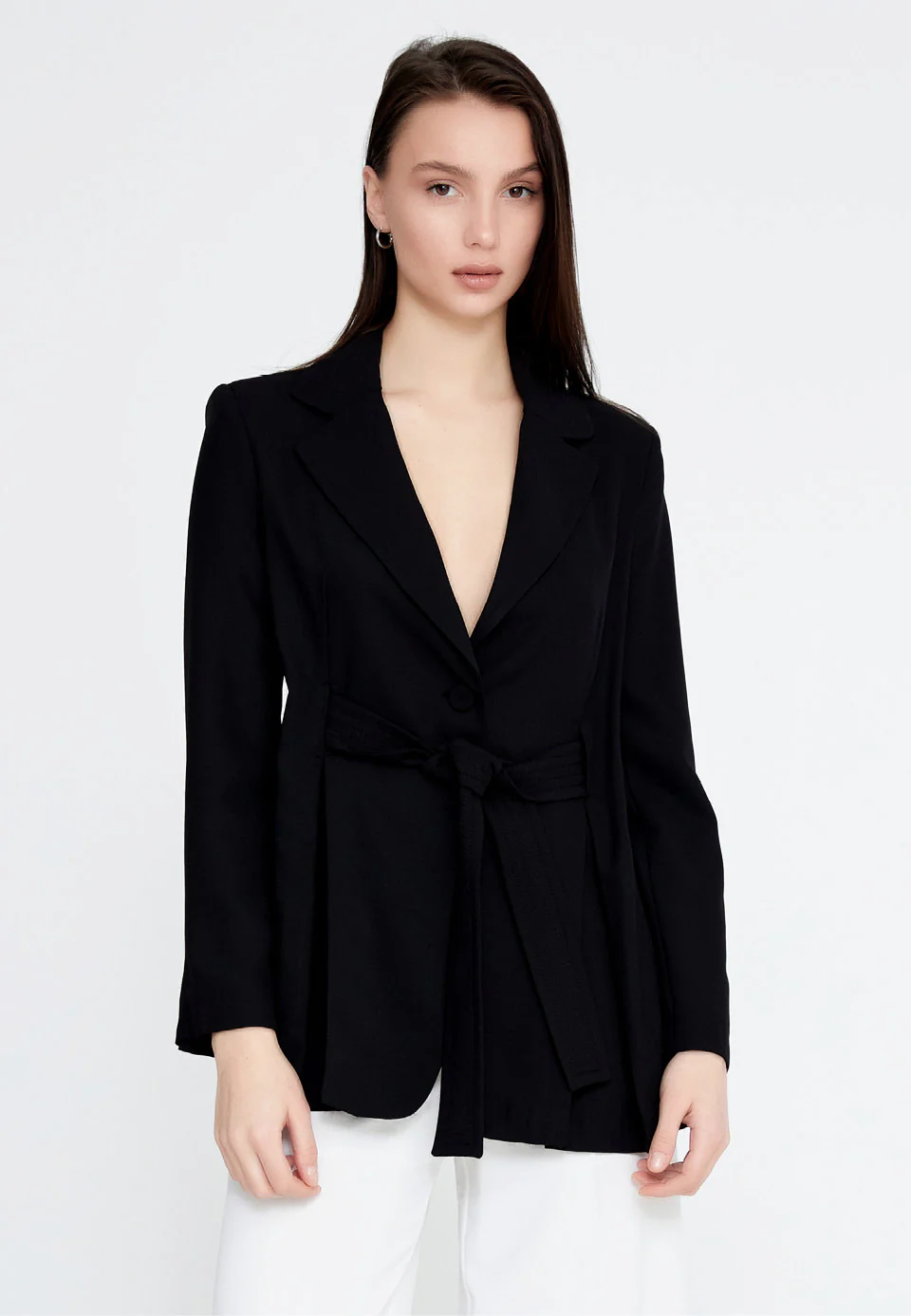 Long Sleeve Crepe Solid Color Regular Jacket ber23y1105 - Image 8