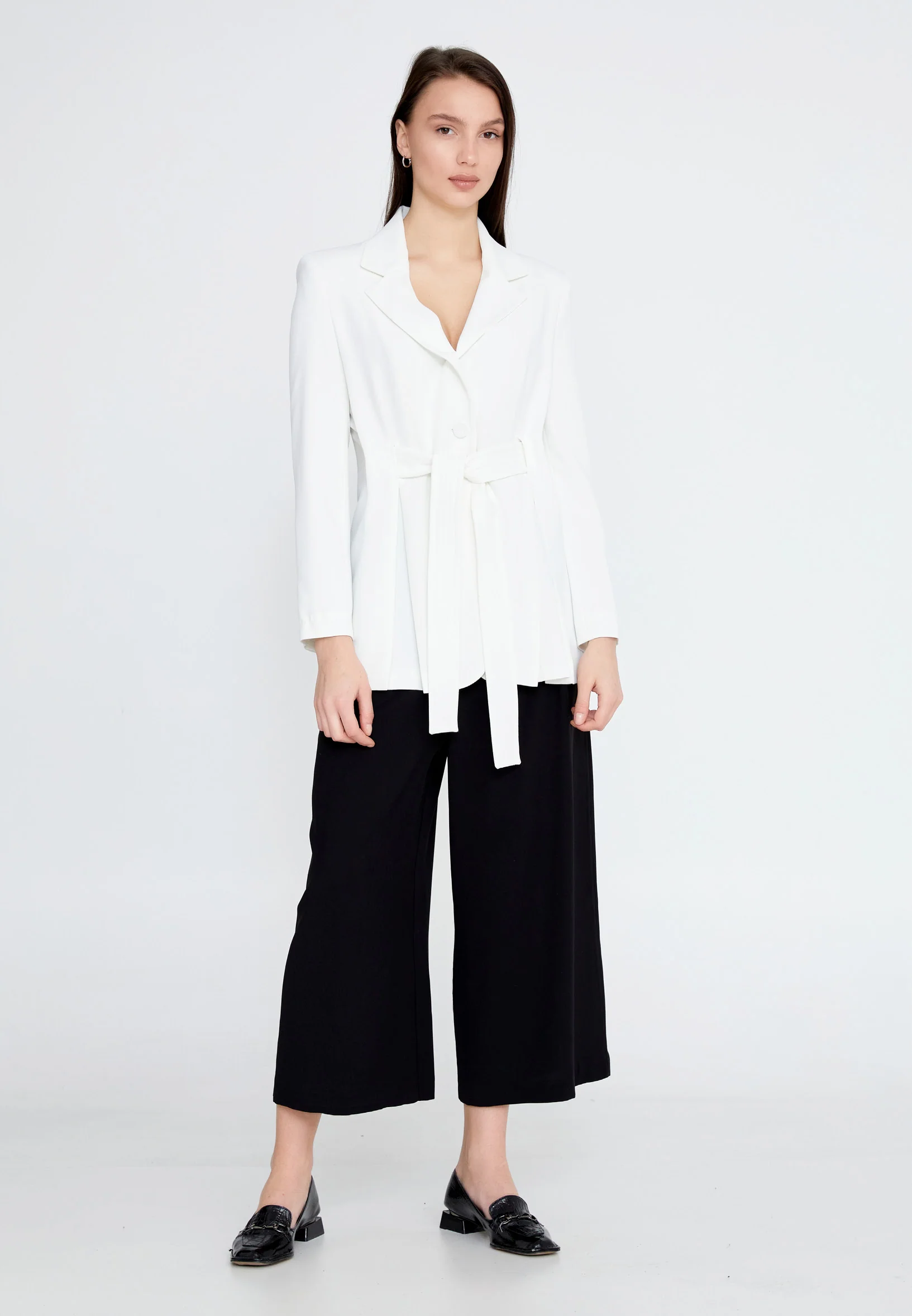 Long Sleeve Crepe Solid Color Regular Jacket ber23y1105 - Image 9