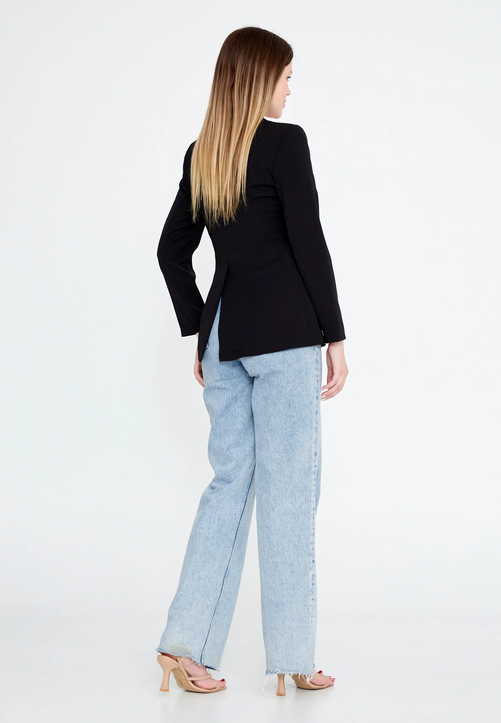 Long Sleeve Crepe Solid Color Regular Jacket ber23y1108 - Image 2