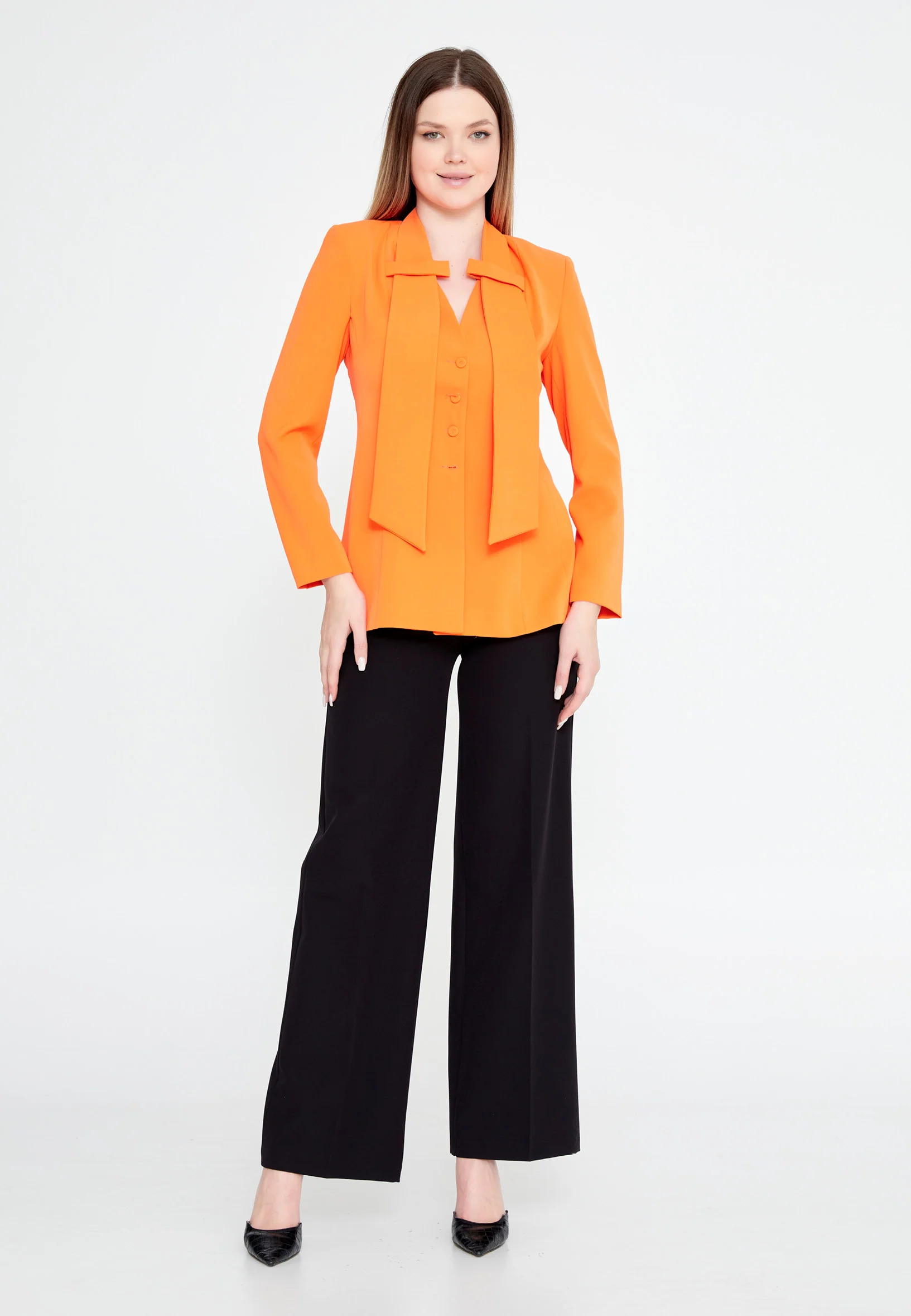 Long Sleeve Crepe Solid Color Regular Jacket ber23y1108 - Image 5