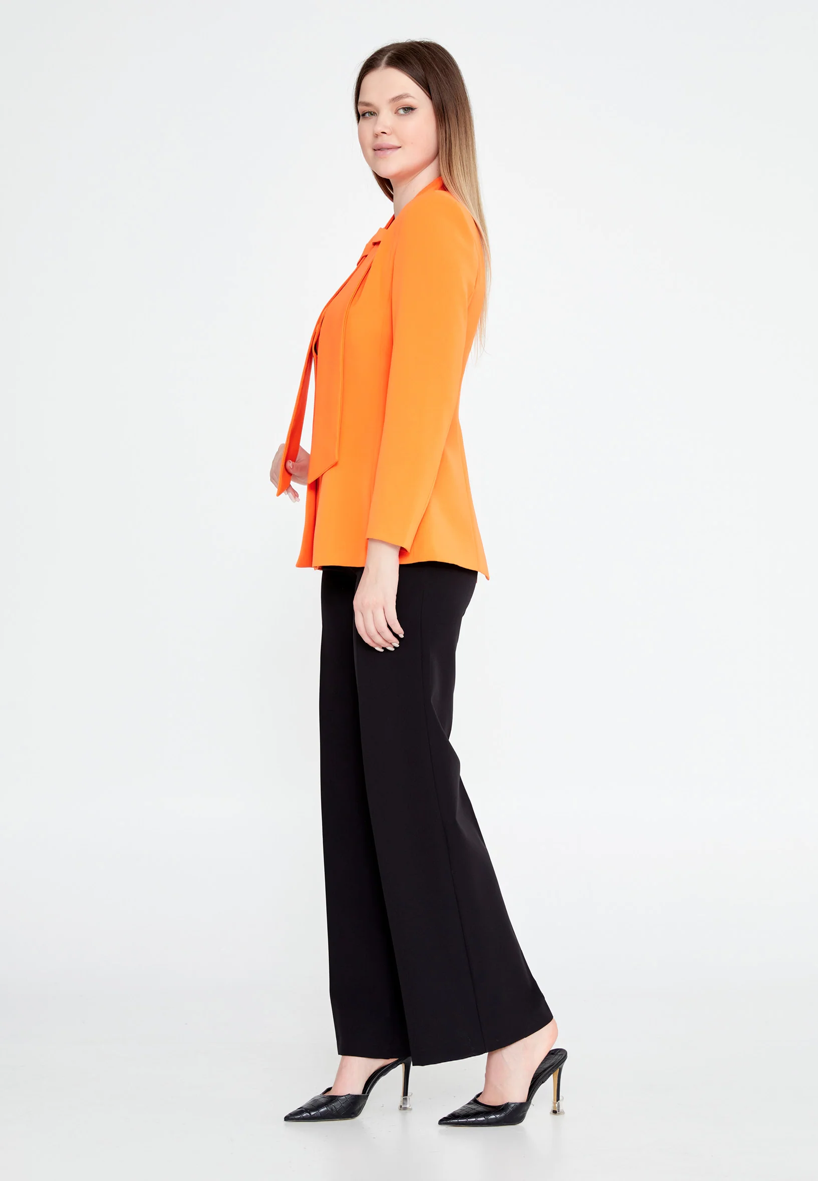 Long Sleeve Crepe Solid Color Regular Jacket ber23y1108 - Image 7