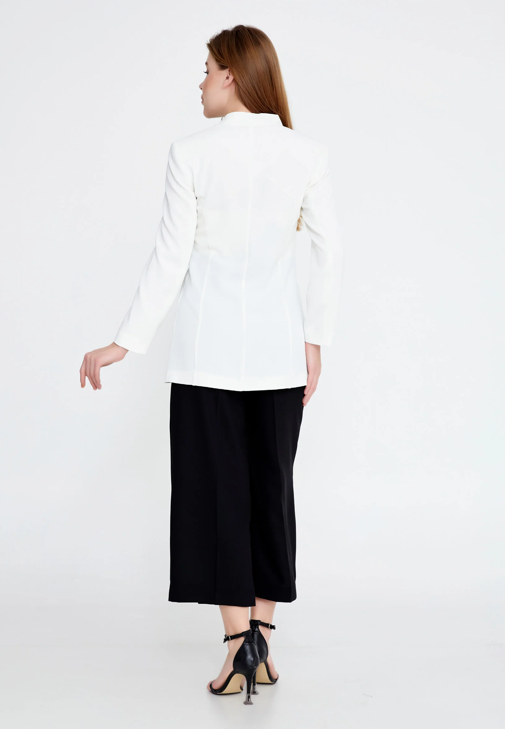 Long Sleeve Crepe Solid Color Regular Jacket ber23y1110 - Image 10