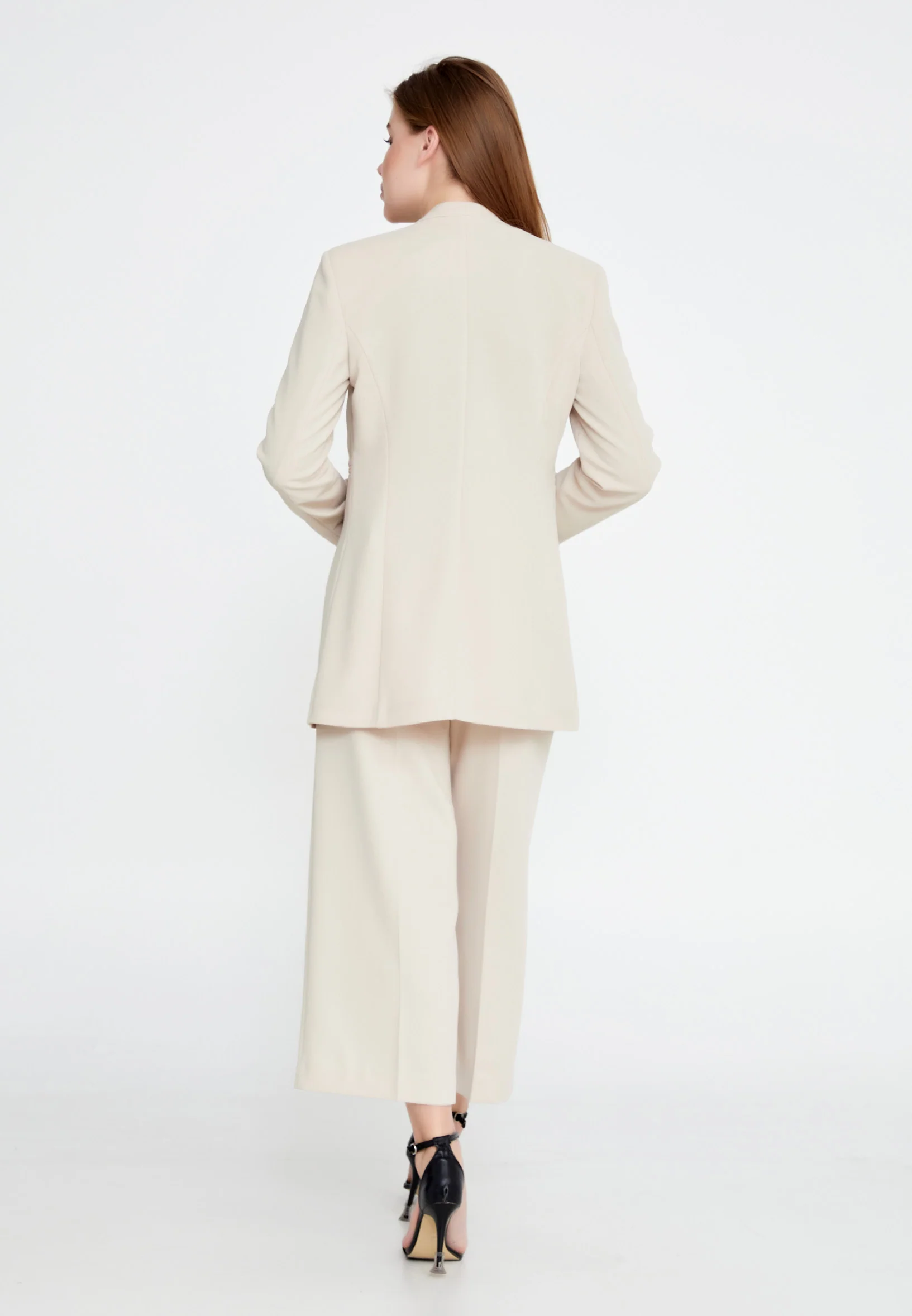 Long Sleeve Crepe Solid Color Regular Jacket ber23y1110 - Image 2