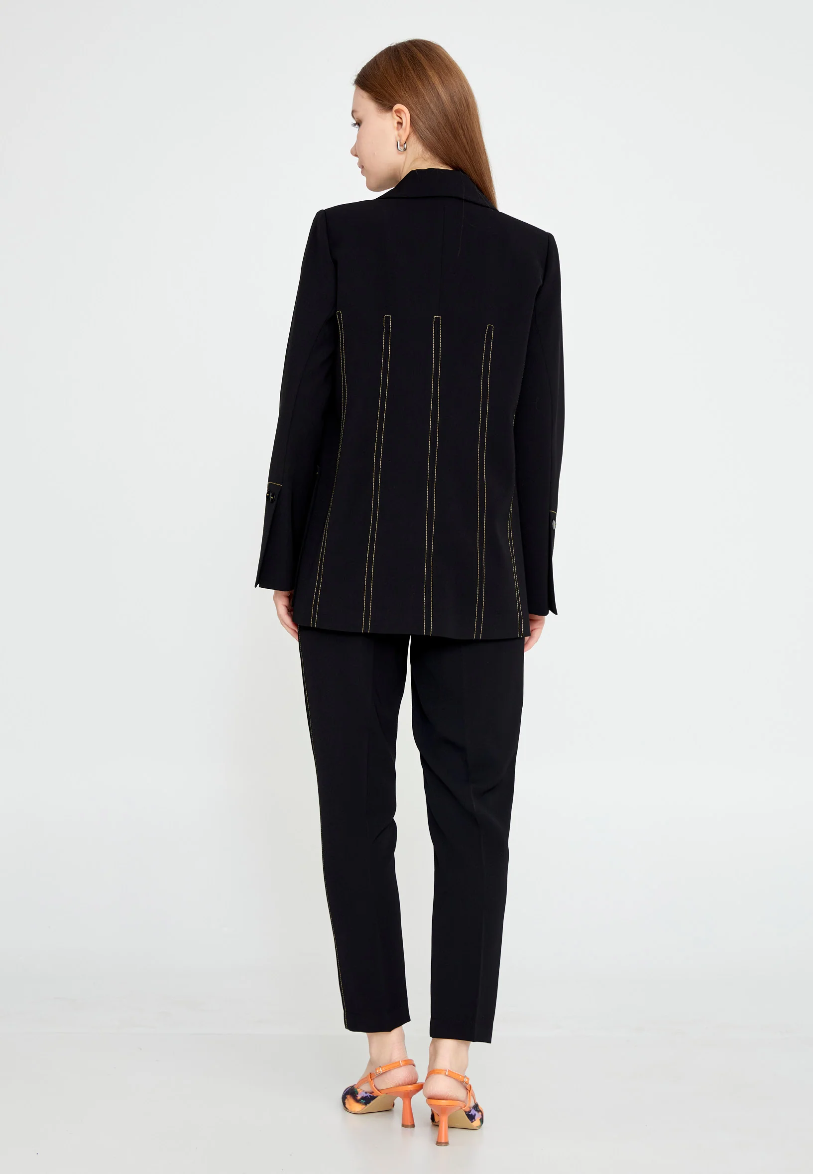 Long Sleeve Crepe Solid Color Regular Jacket kmy24y50408 - Image 2