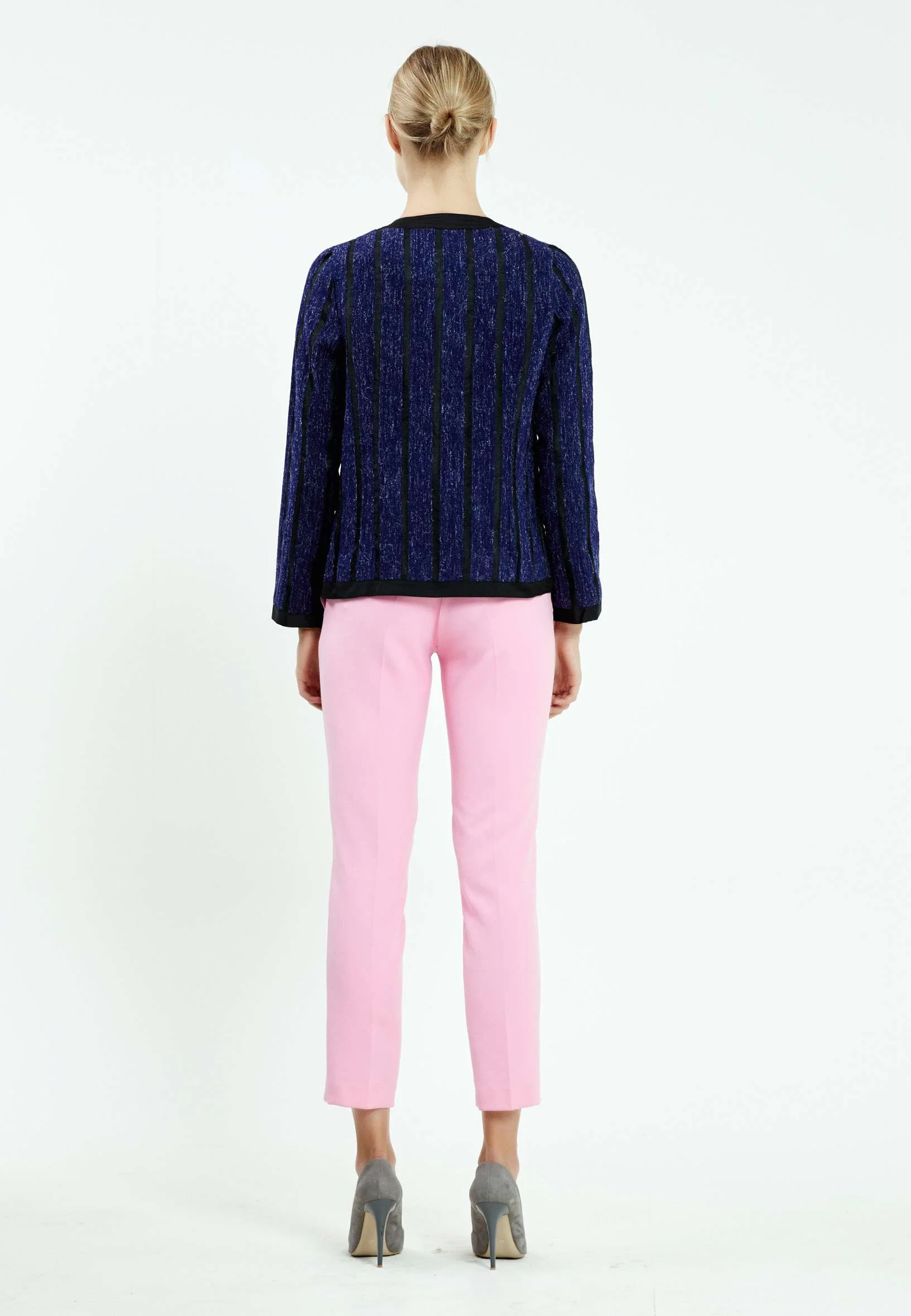 Long Sleeve Crepe Solid Color Regular Jacket ser20986 - Image 4