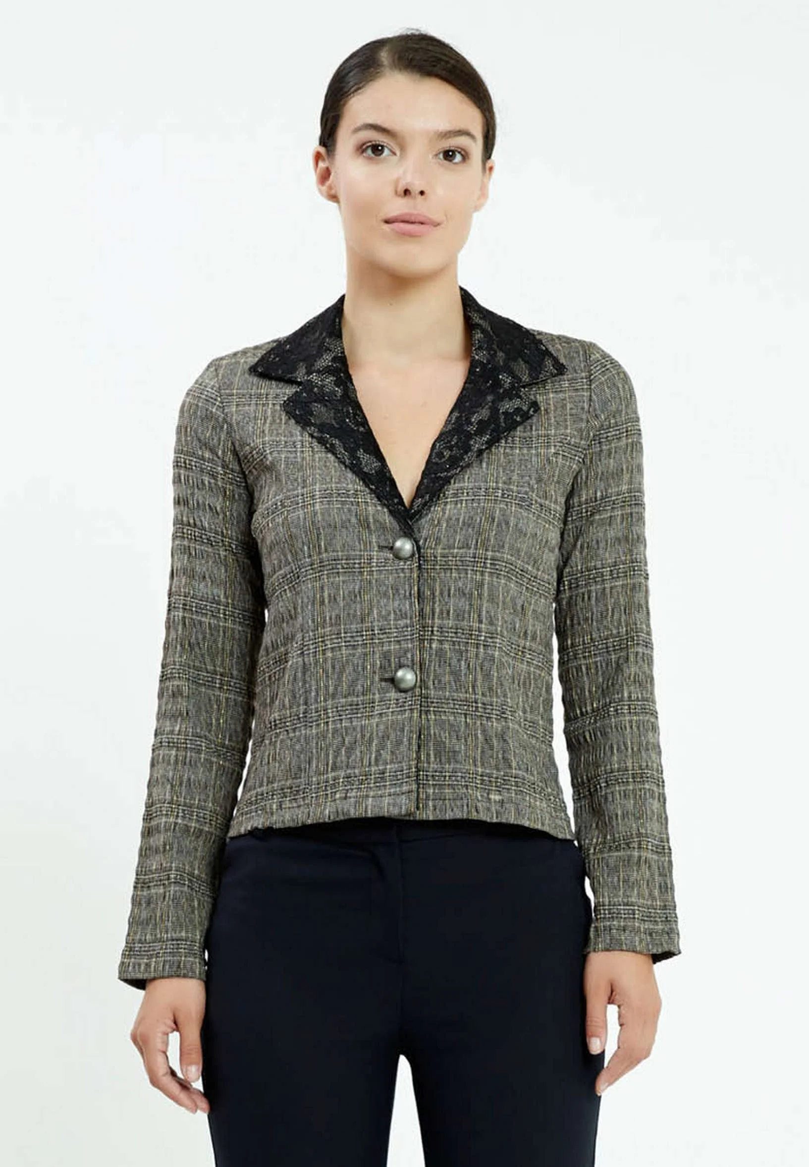 Long Sleeve Crepe Solid Color Regular Jacket ser6301