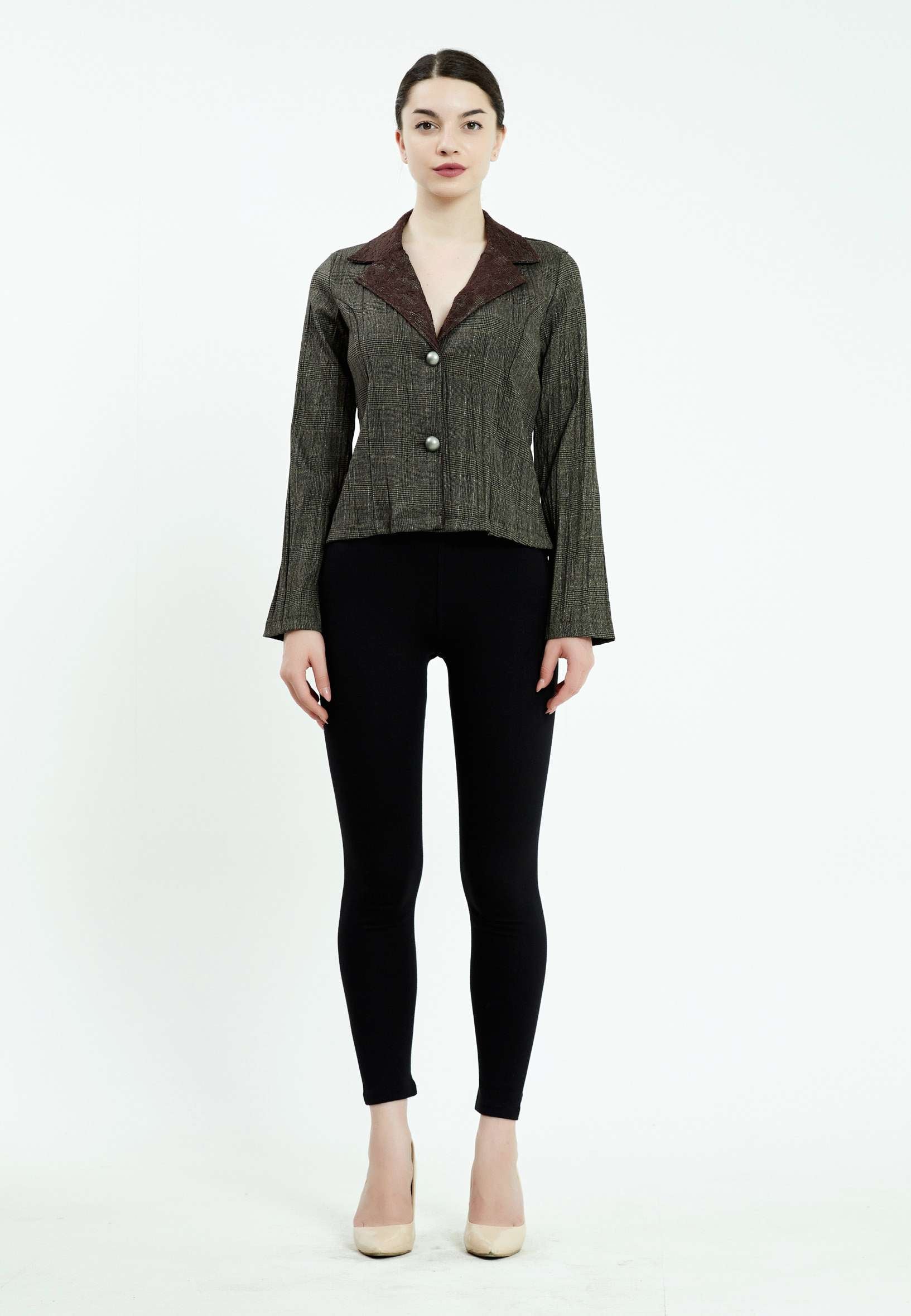 Long Sleeve Crepe Solid Color Regular Jacket ser6301 - Image 6
