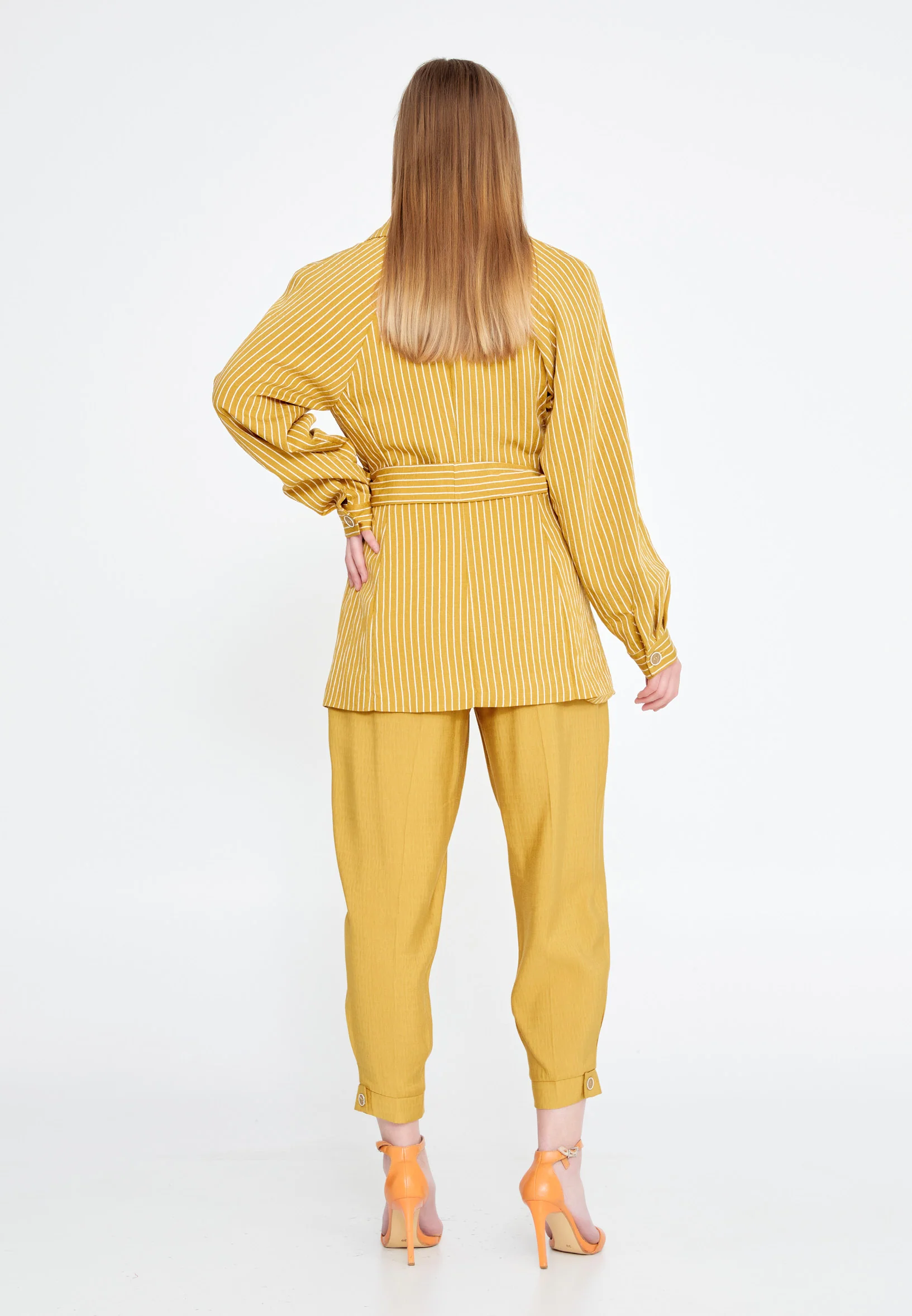 Long Sleeve Crepe Striped Regular Jacket ber20y1103 - Image 12