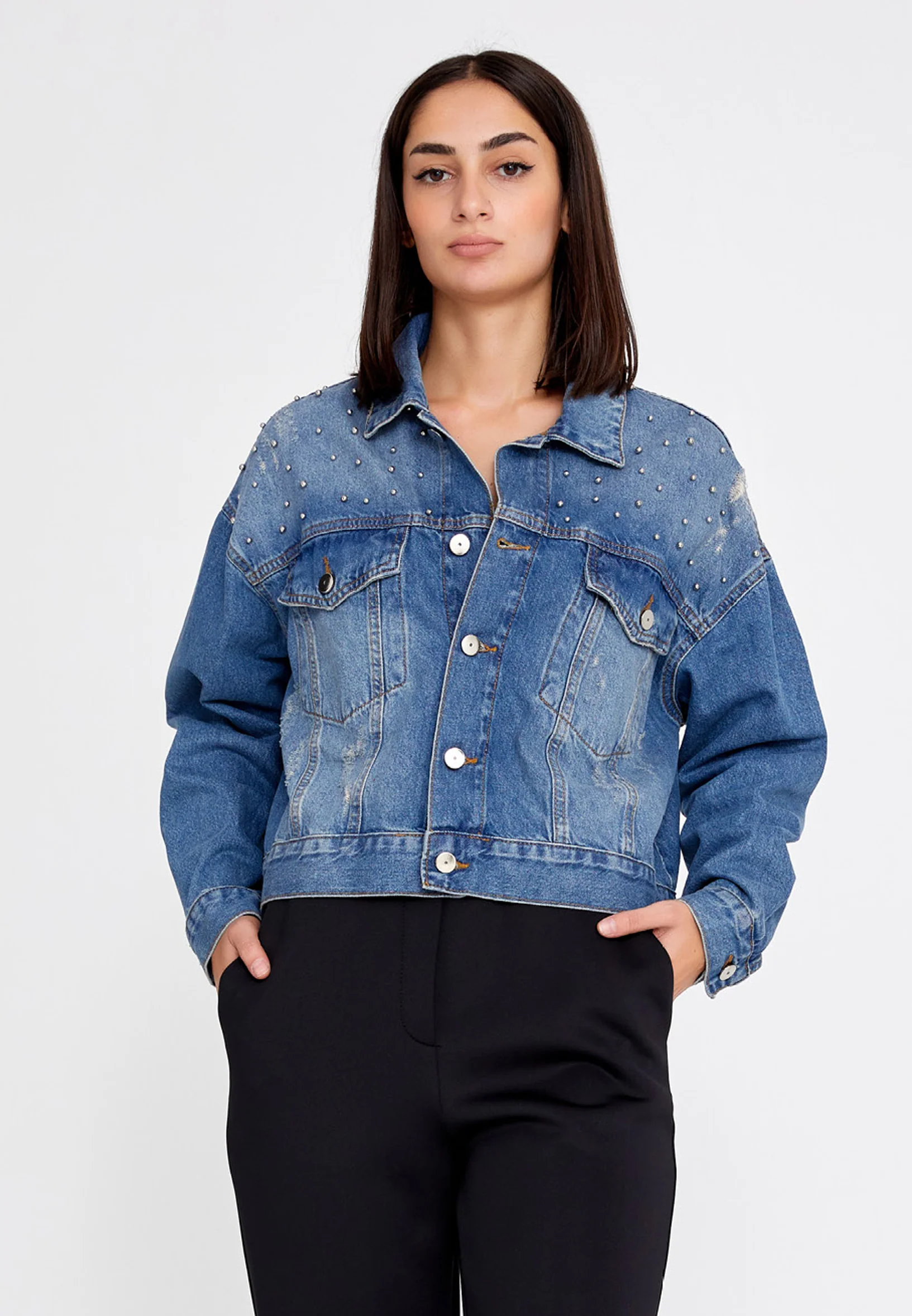 Long Sleeve Denim Solid Color Regular Jacket ber23k8131