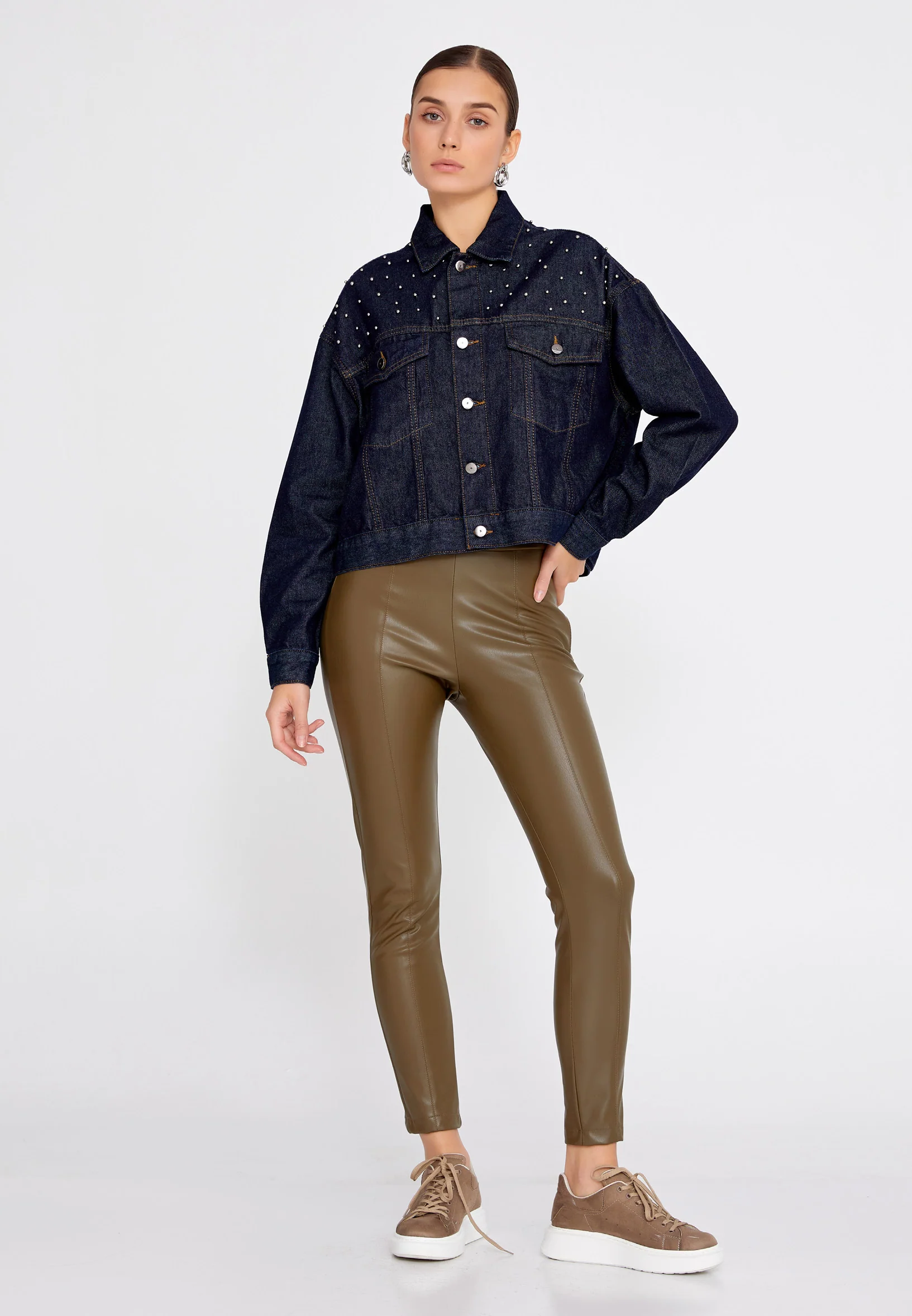 Long Sleeve Denim Solid Color Regular Jacket ber23k8131 - Image 6