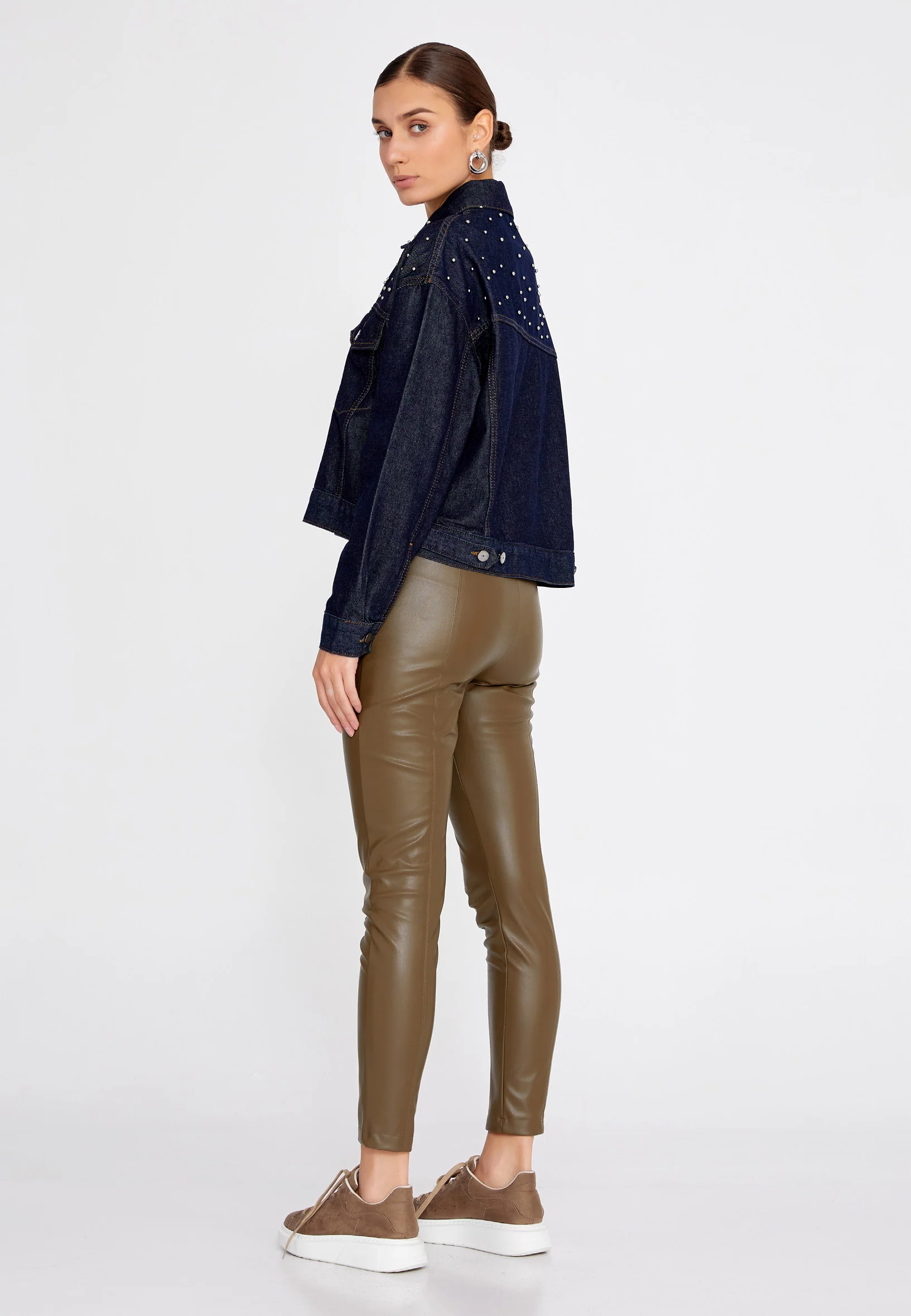 Long Sleeve Denim Solid Color Regular Jacket ber23k8131 - Image 8