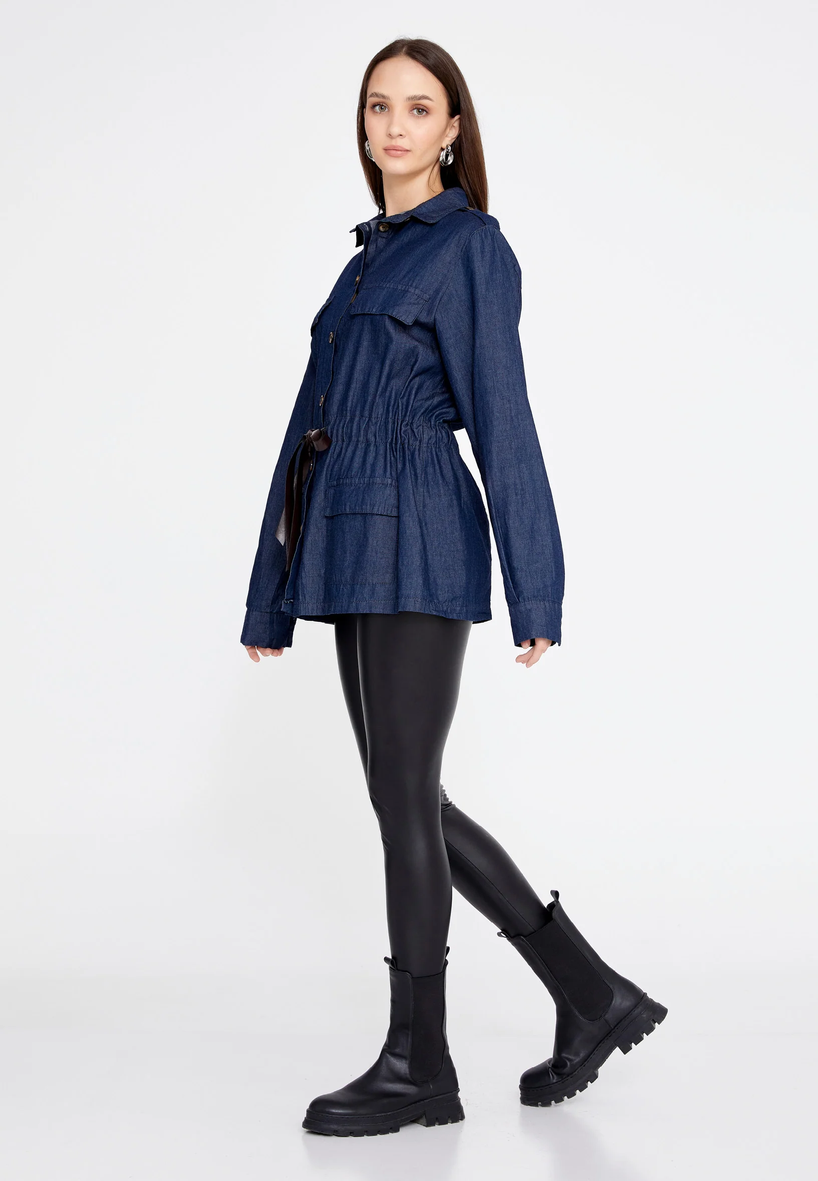 Long Sleeve Denim Solid Color Regular Jacket rui191019 - Image 3
