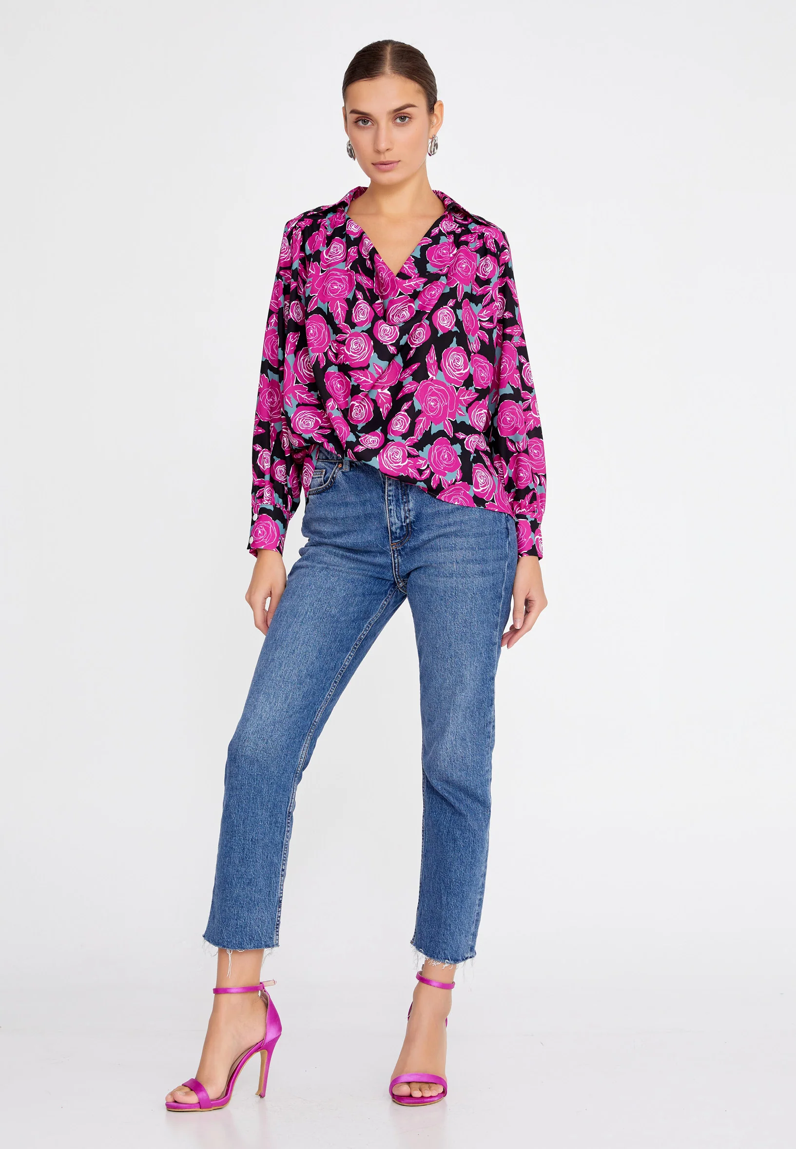 Long Sleeve Floral Regular Blouse ber23k4110 - Image 2