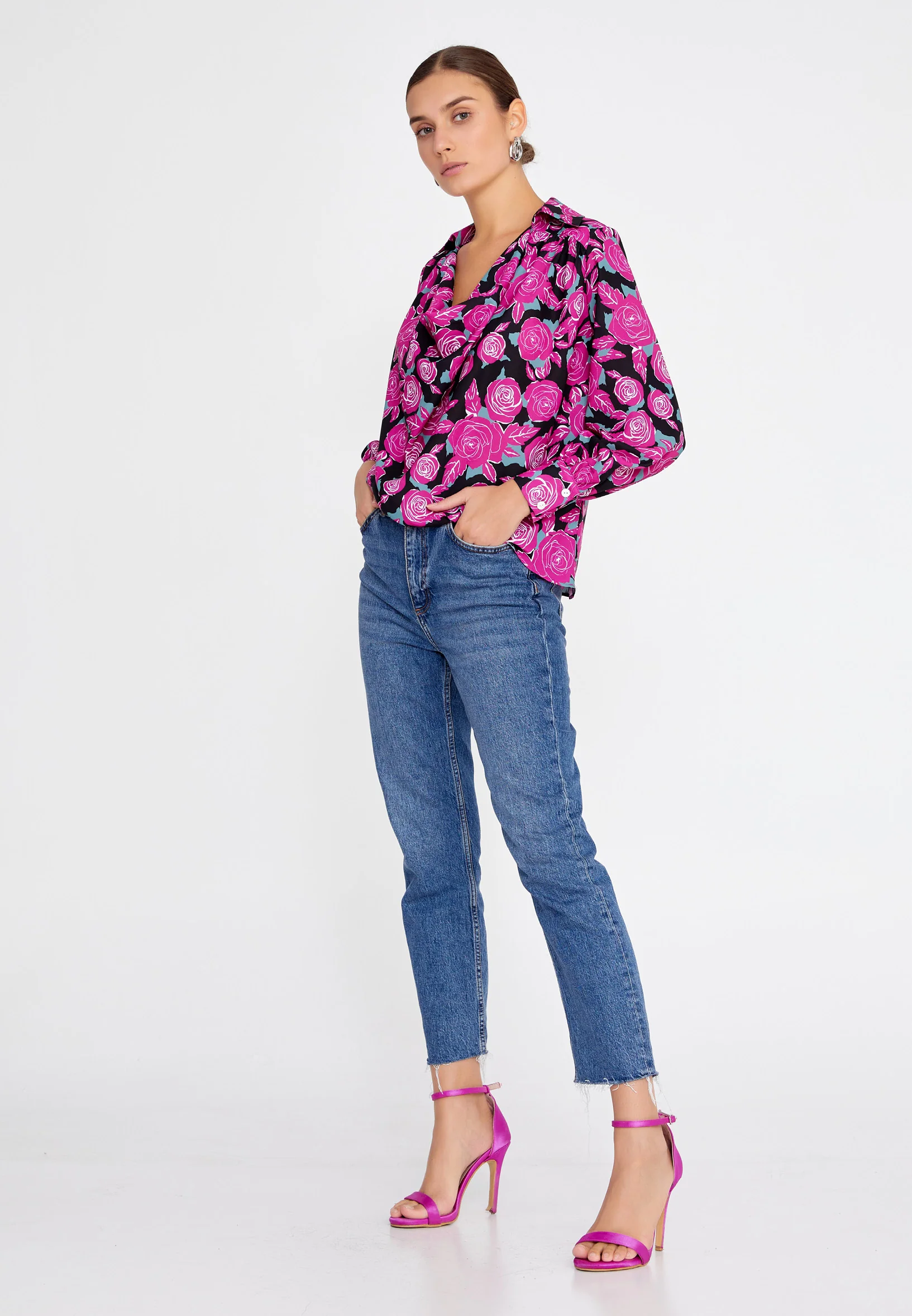 Long Sleeve Floral Regular Blouse ber23k4110 - Image 3