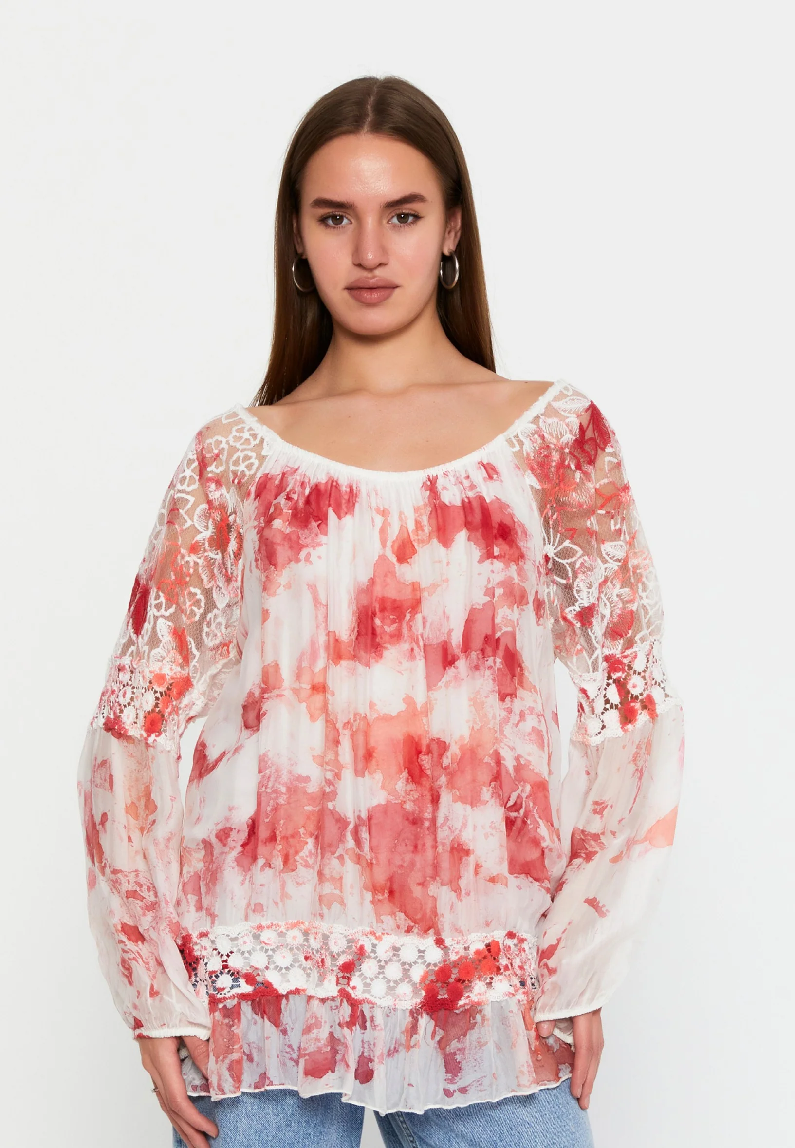 Long Sleeve Floral Regular Blouse cav49129 - Image 17