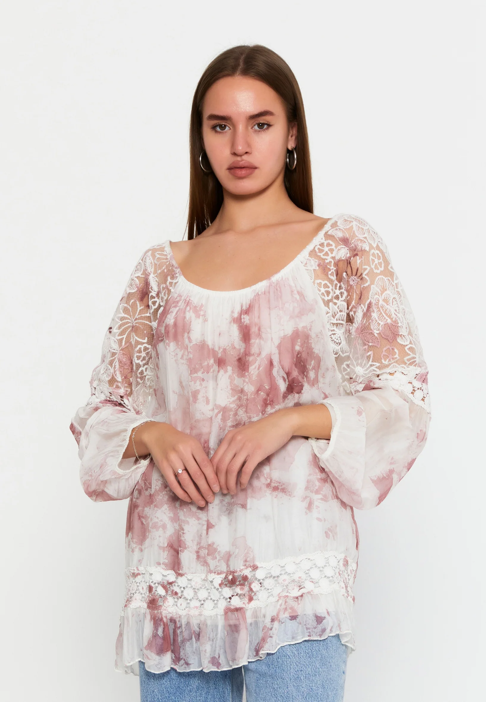 Long Sleeve Floral Regular Blouse cav49129 - Image 5