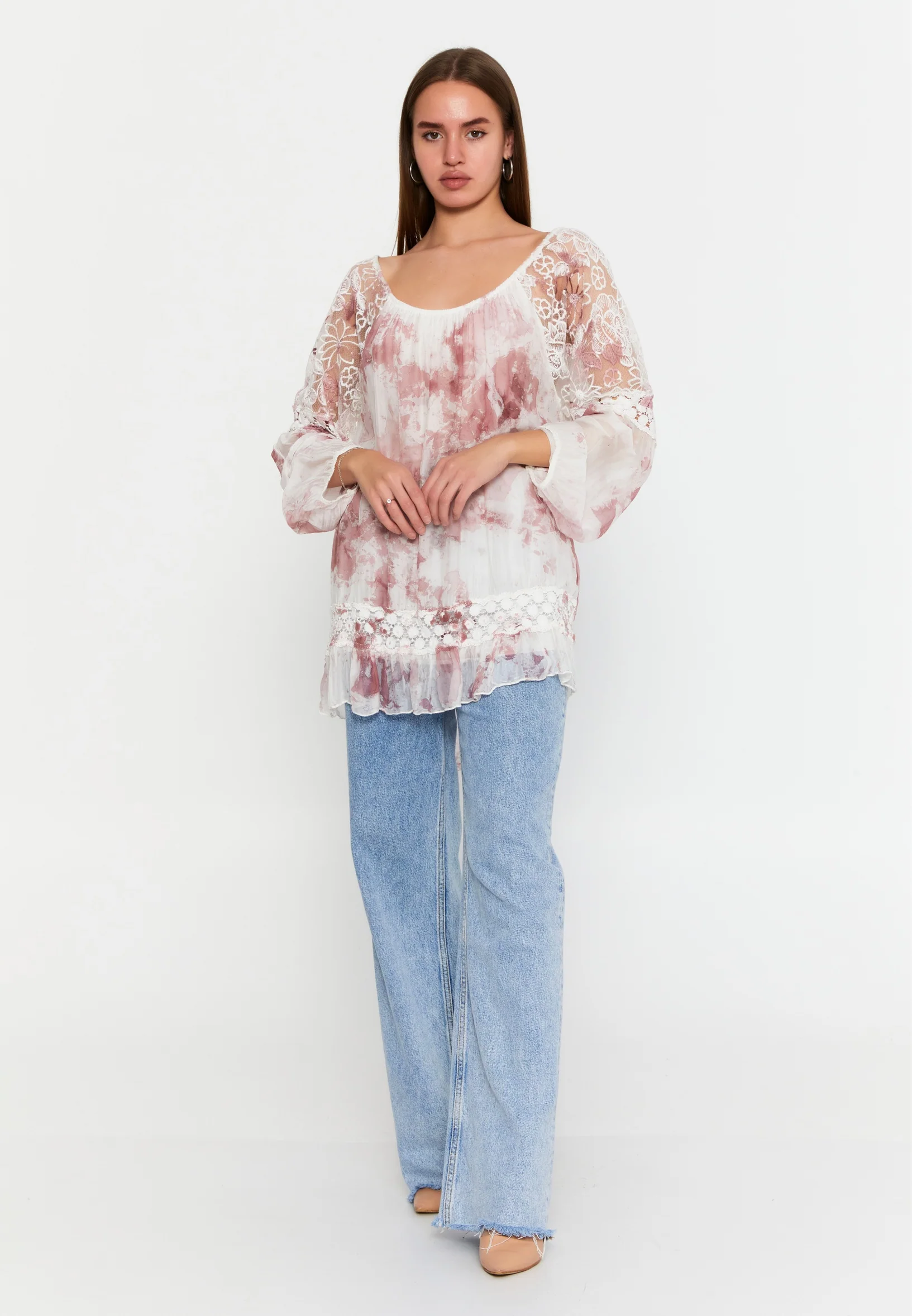 Long Sleeve Floral Regular Blouse cav49129 - Image 6
