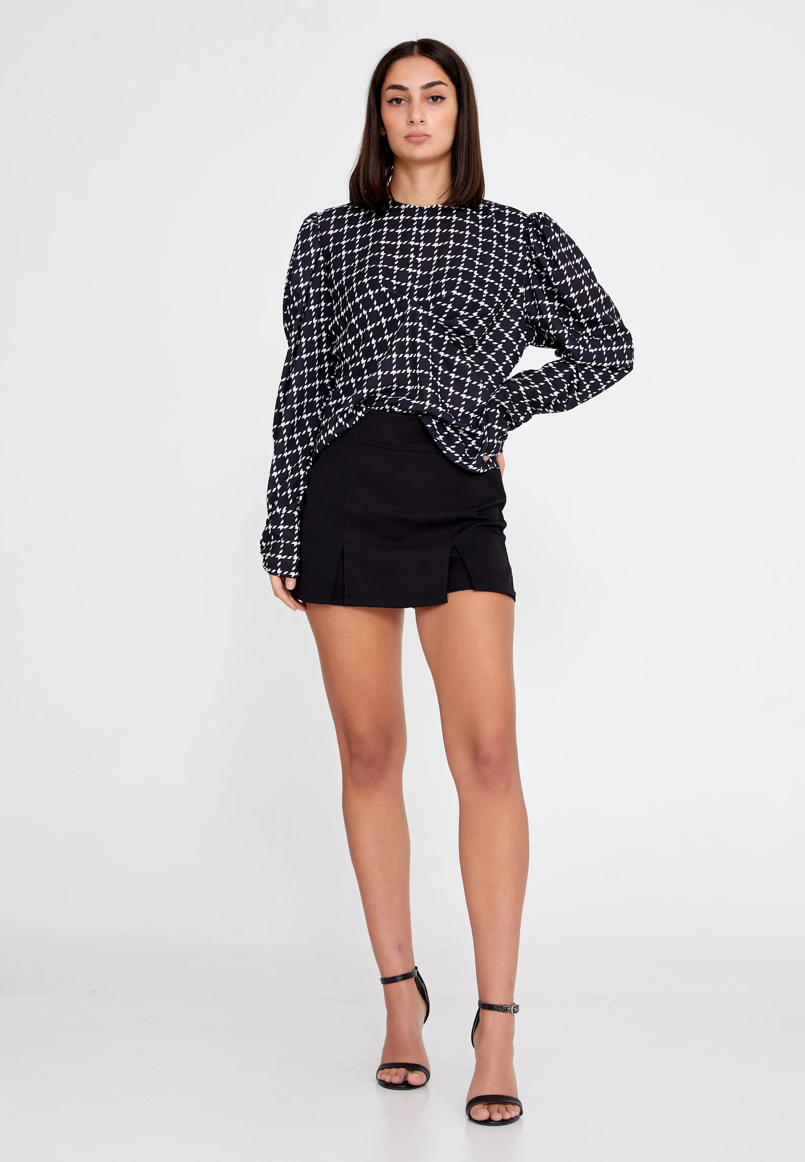 Long Sleeve Geometric Regular Blouse ber23k4102 - Image 2