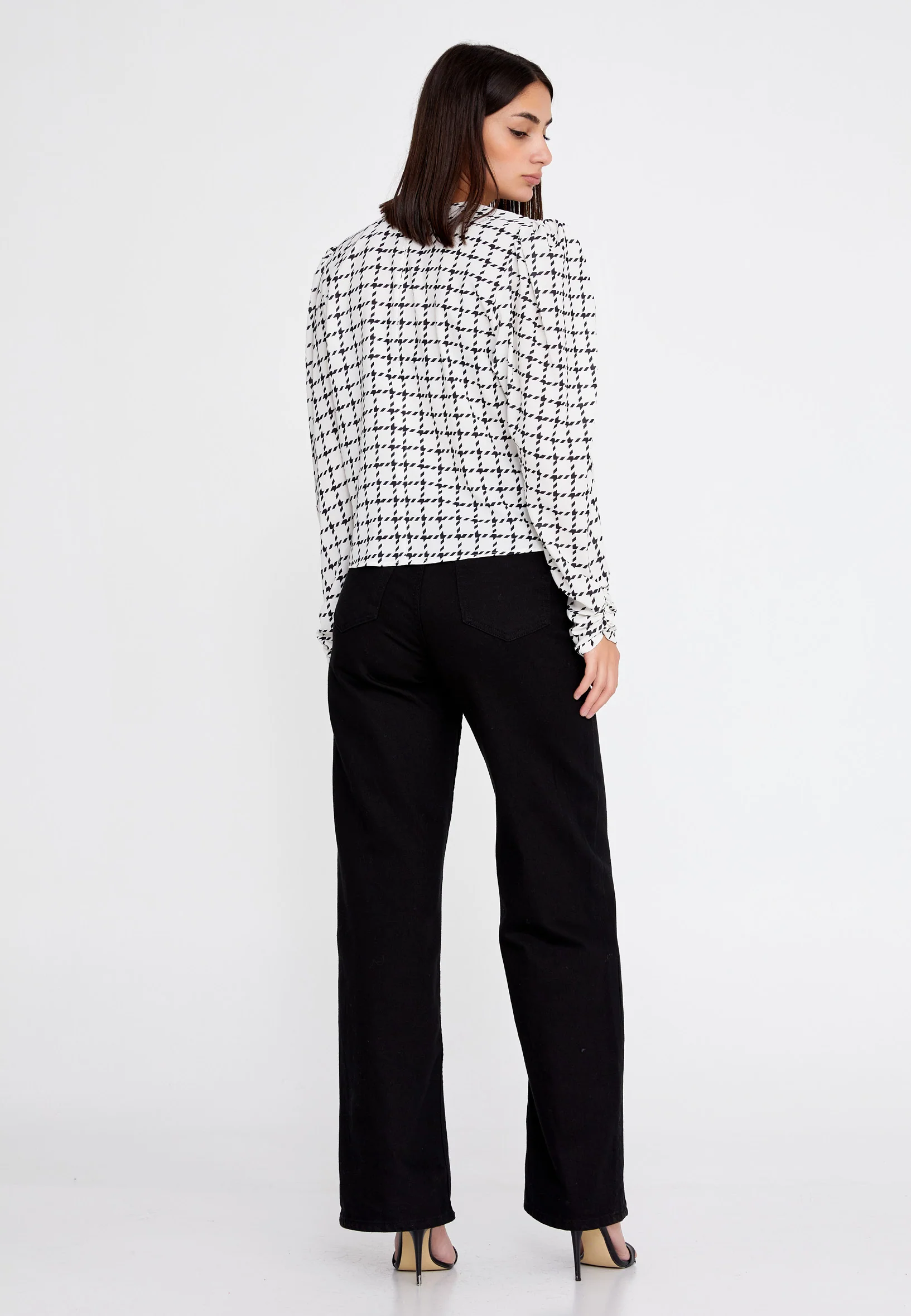 Long Sleeve Geometric Regular Blouse ber23k4102 - Image 8
